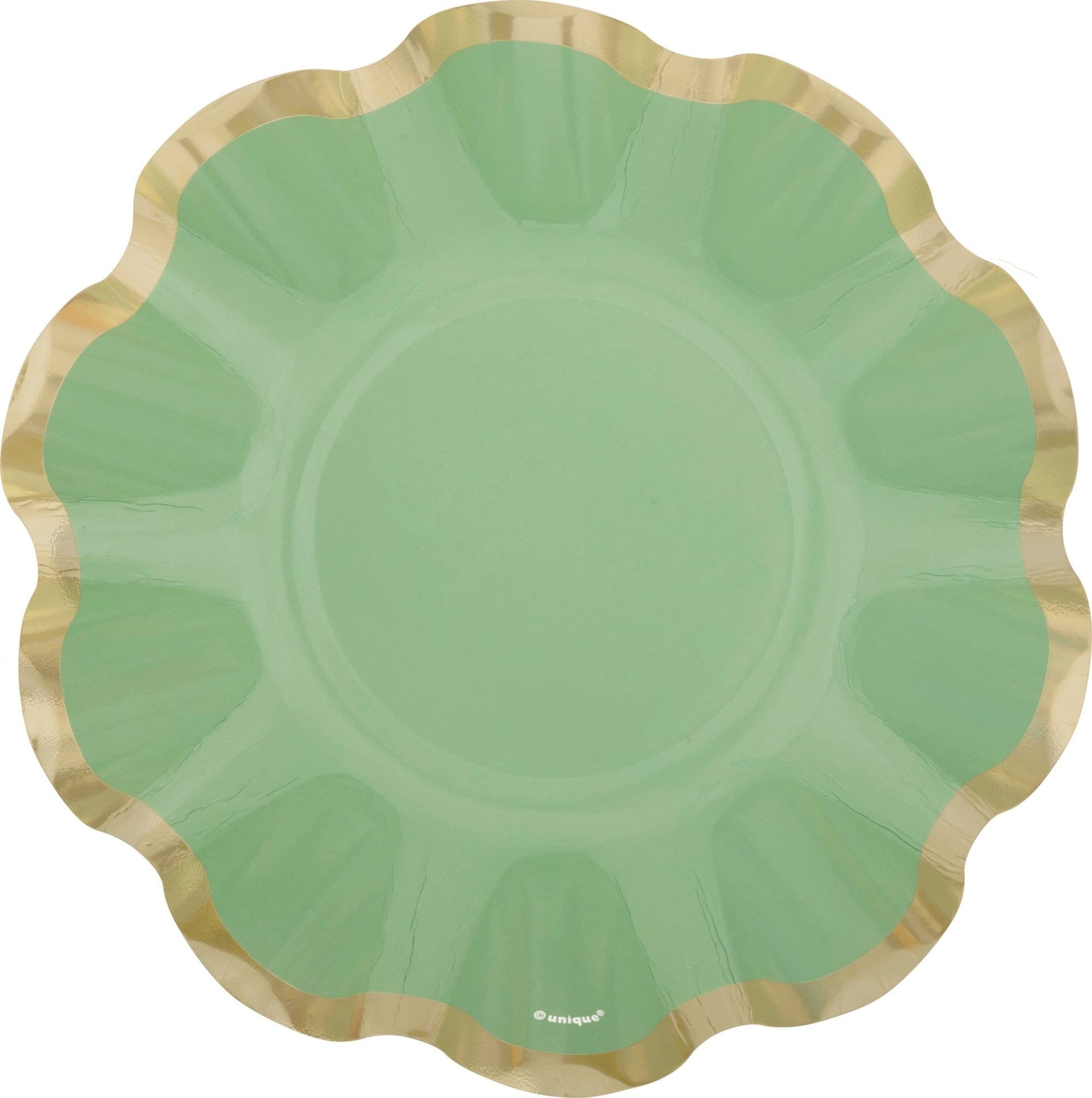 10" Sage Green Scalloped Paper Dinner Plates - Stesha Party