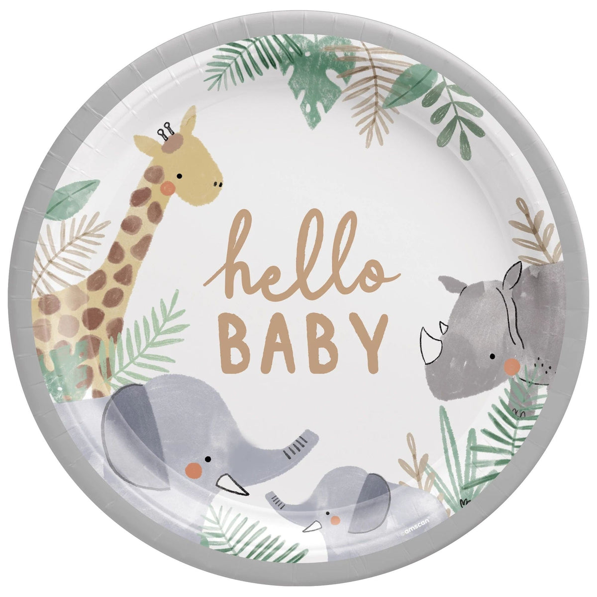 10.5&quot; Safari Baby Shower Paper Dinner Plates - Stesha Party