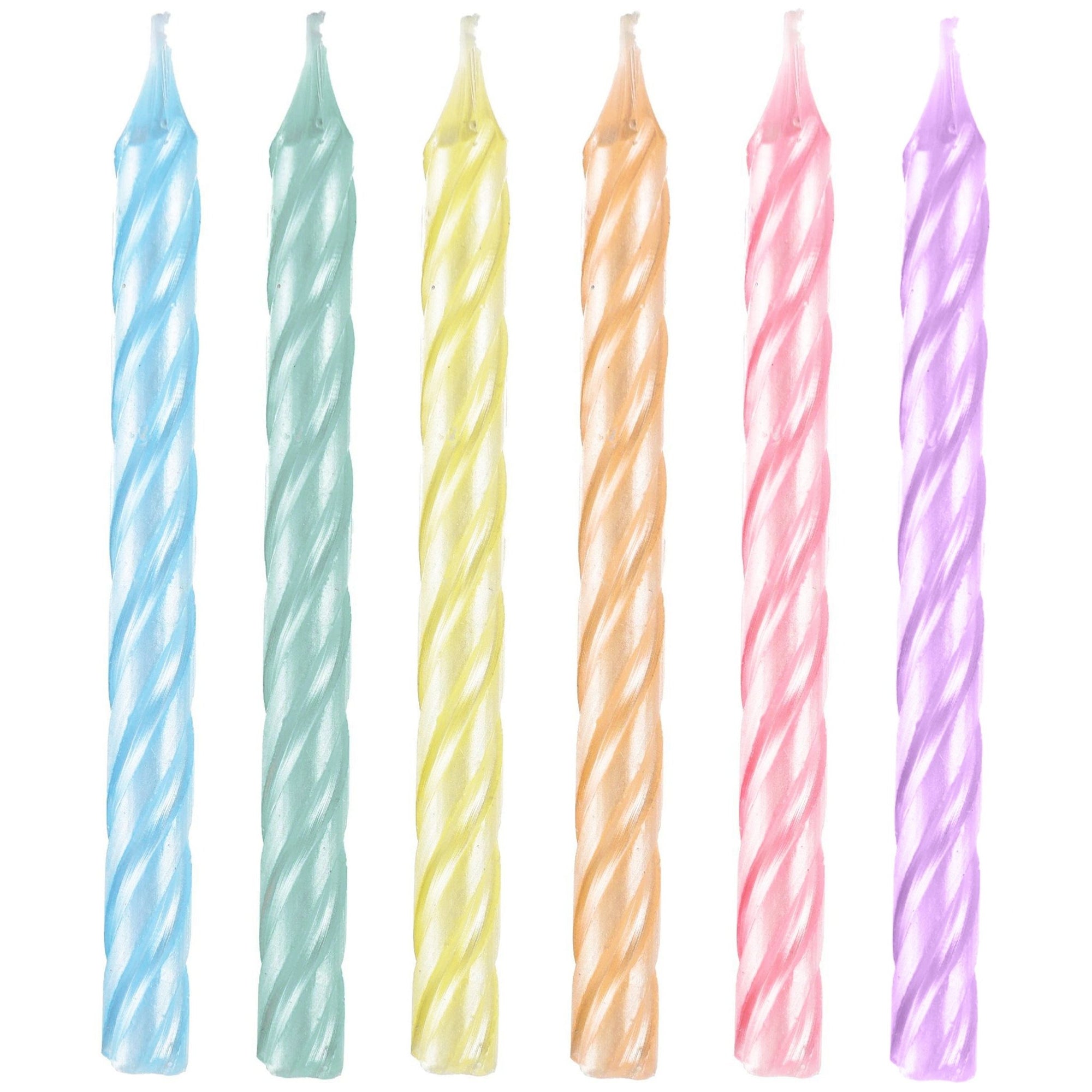 12 Pastel Shimmer Candles - Stesha Party