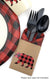 12 - Set Buffalo Plaid Bear Cutlery Set - Stesha Party