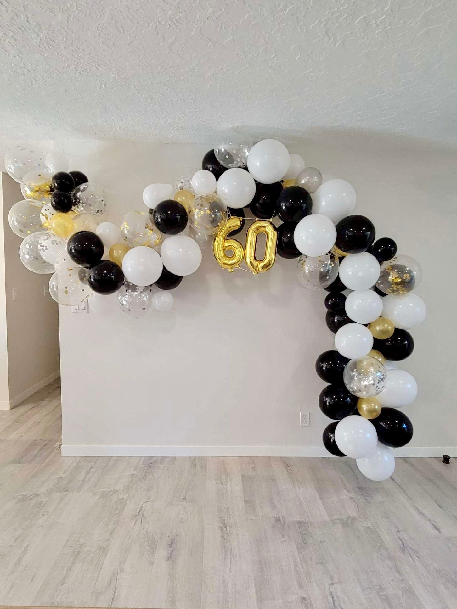 16' Black and Gold Balloon Arch - Stesha Party