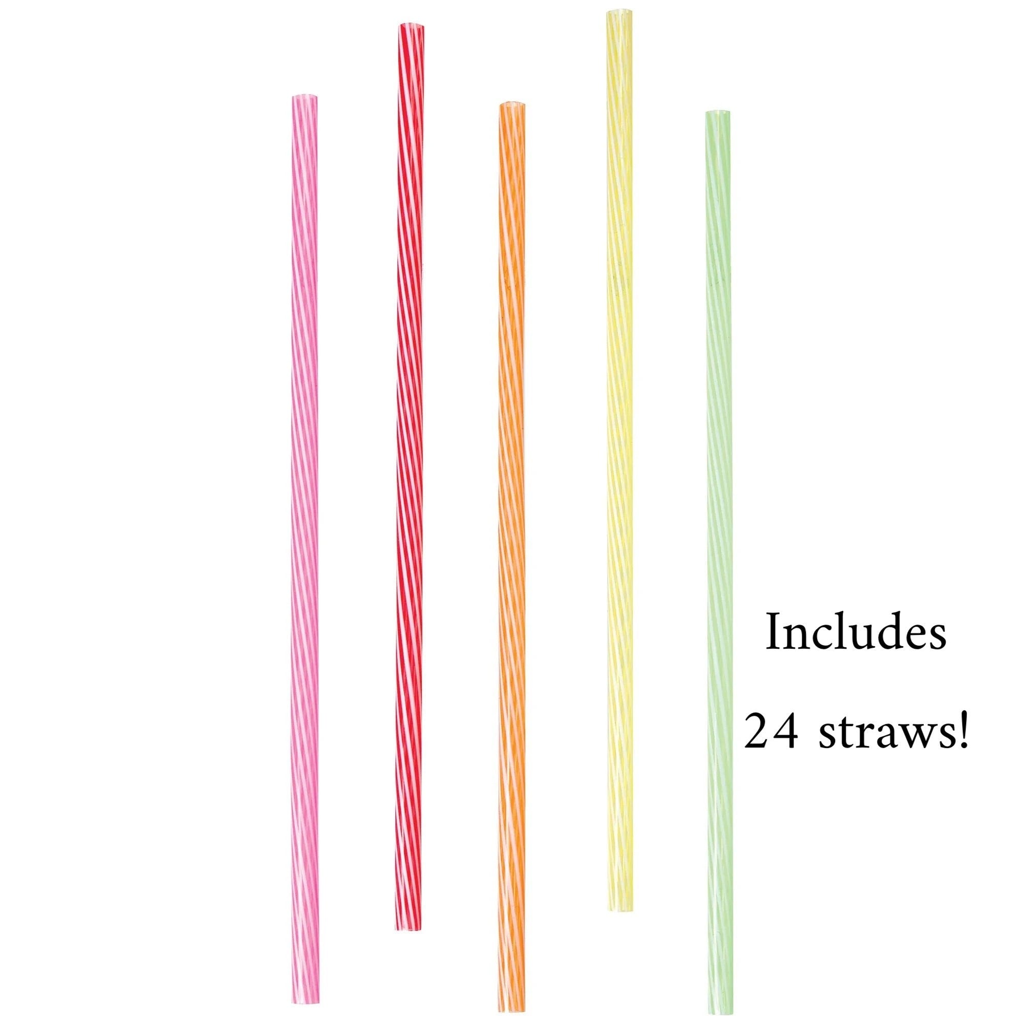 24 Reusable Striped Straws - Stesha Party