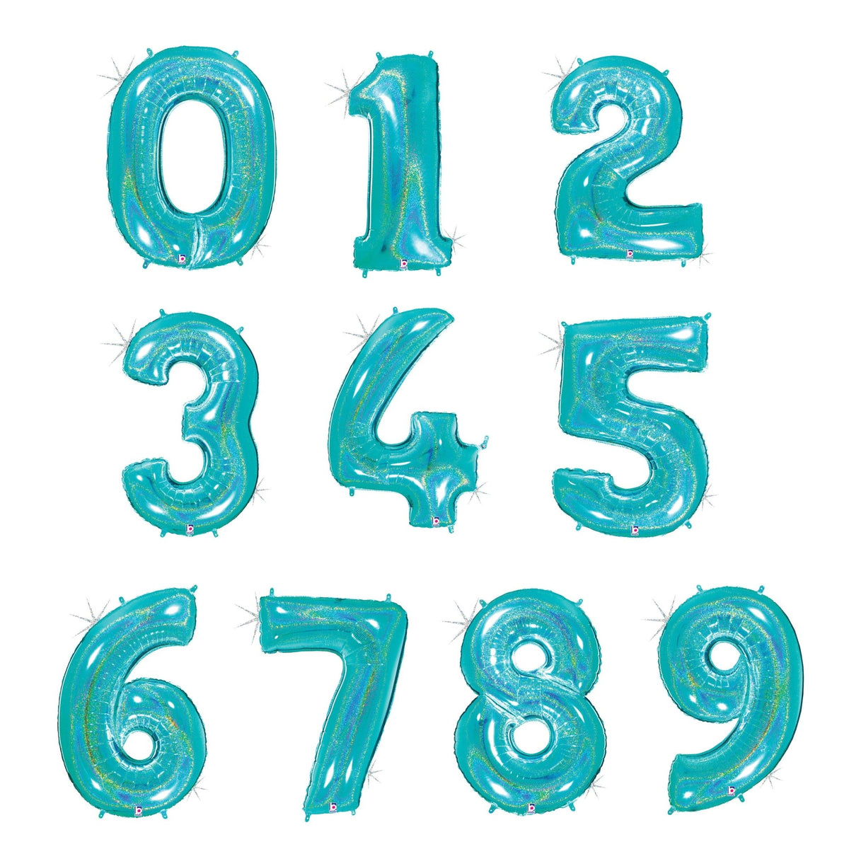 40&quot; Blue Holographic Number Balloons - Stesha Party