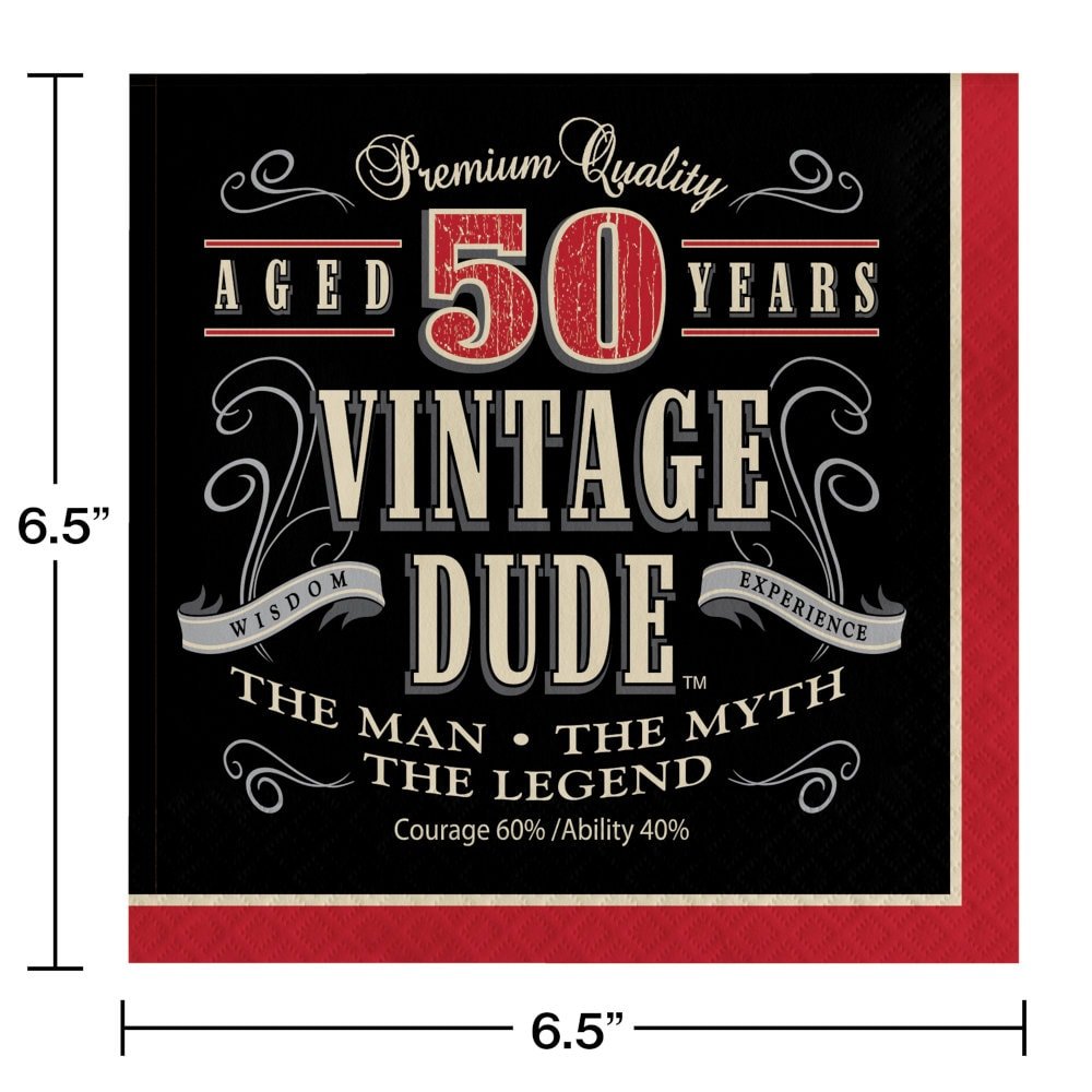 50th Vintage Dude Birthday Napkins - Stesha Party