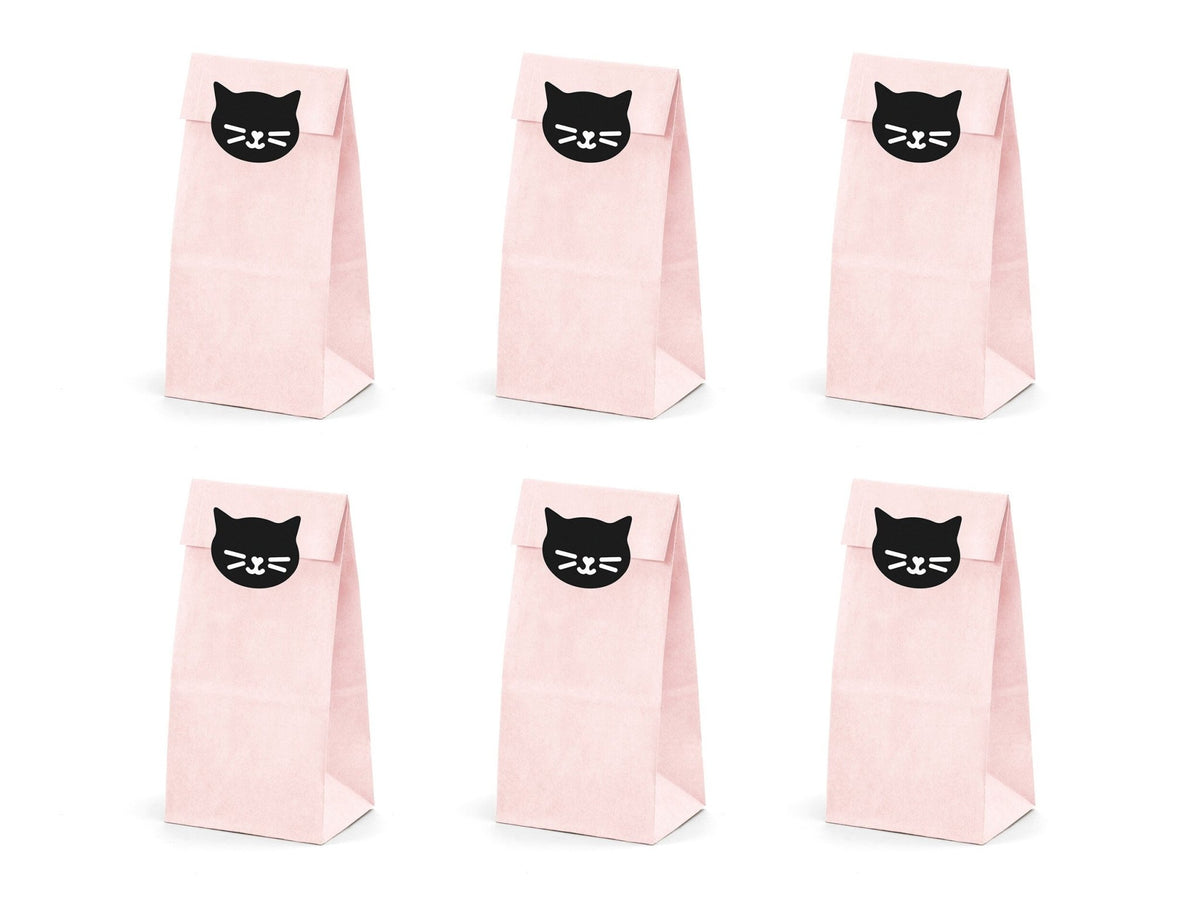 6 Pink Cat Party Favor Bags - Stesha Party