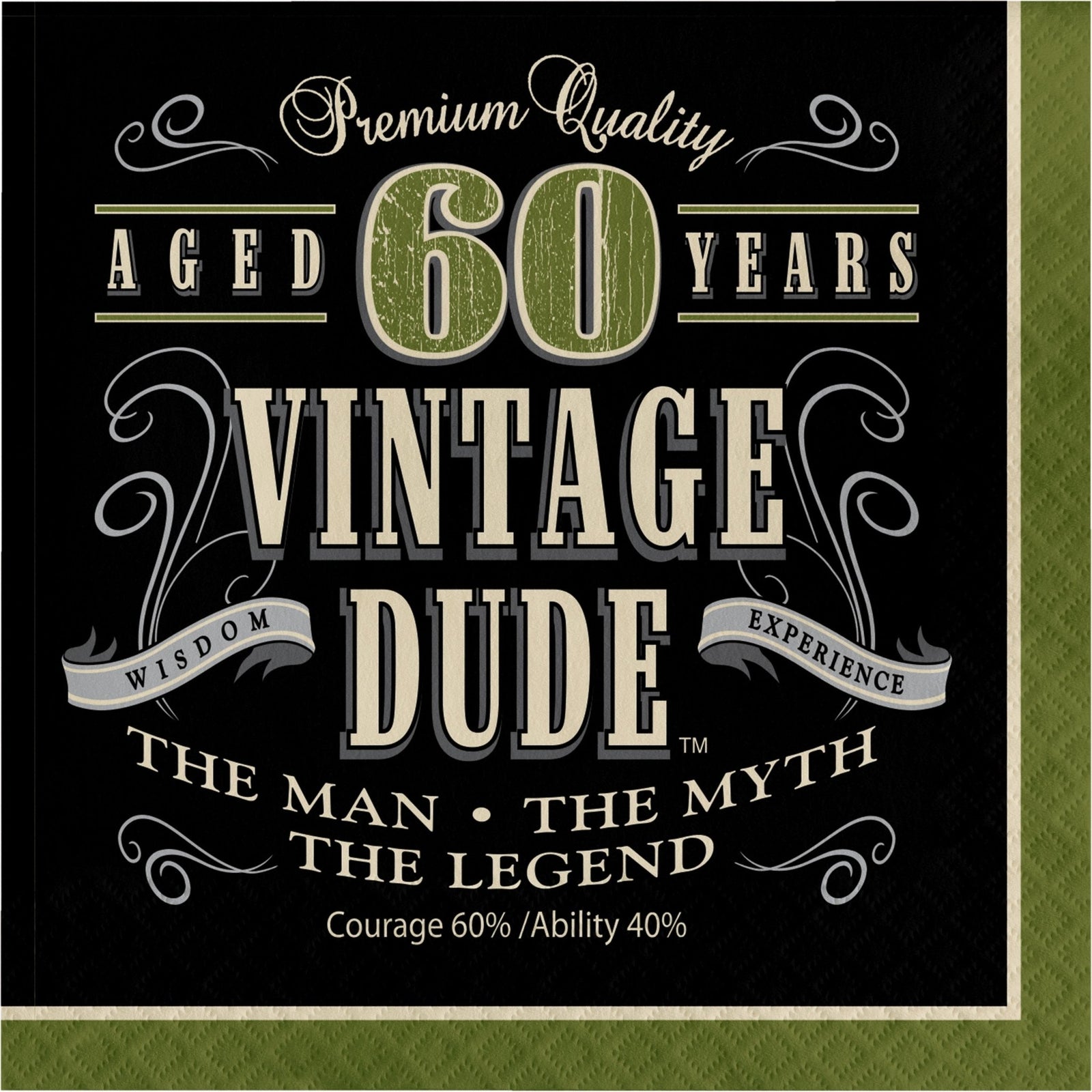 60th Vintage Dude Birthday Napkins - Stesha Party