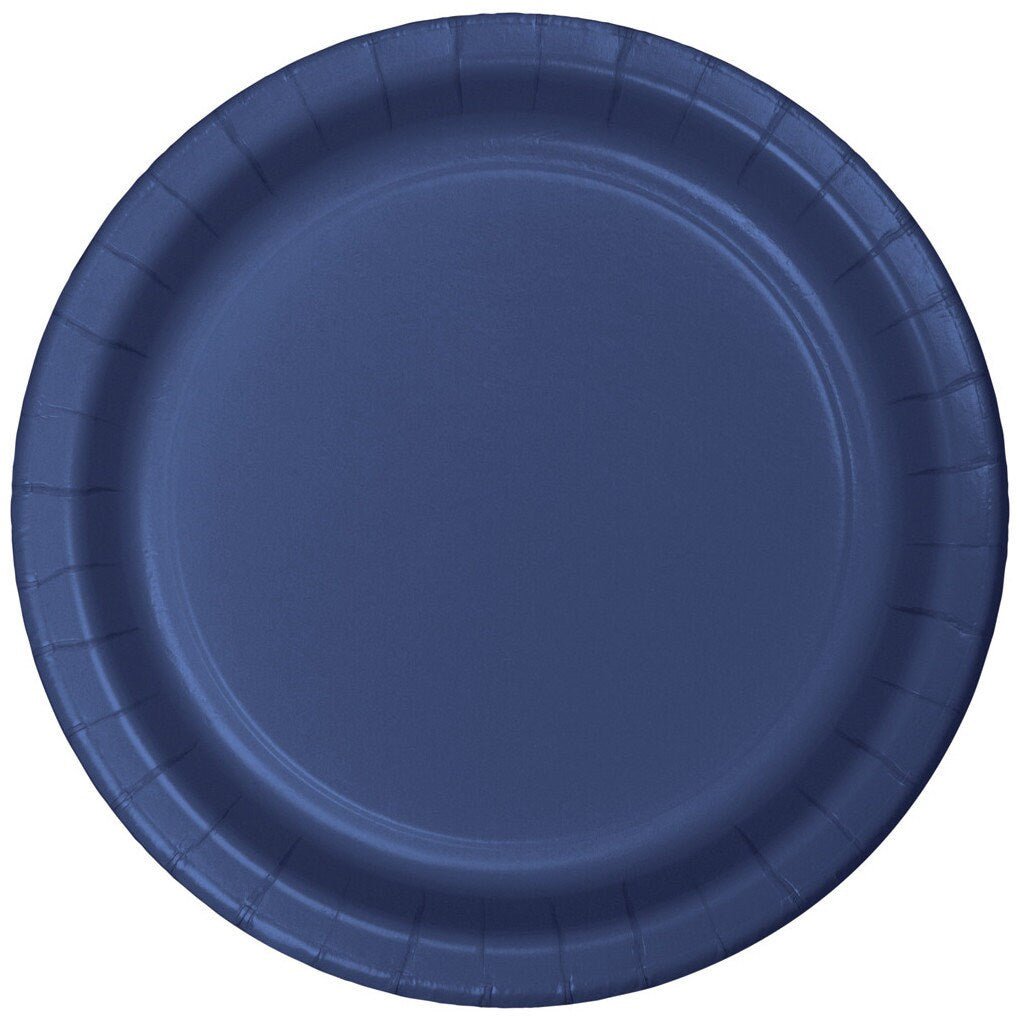 7&quot; Round Navy Paper Dessert Plates 24ct - Stesha Party