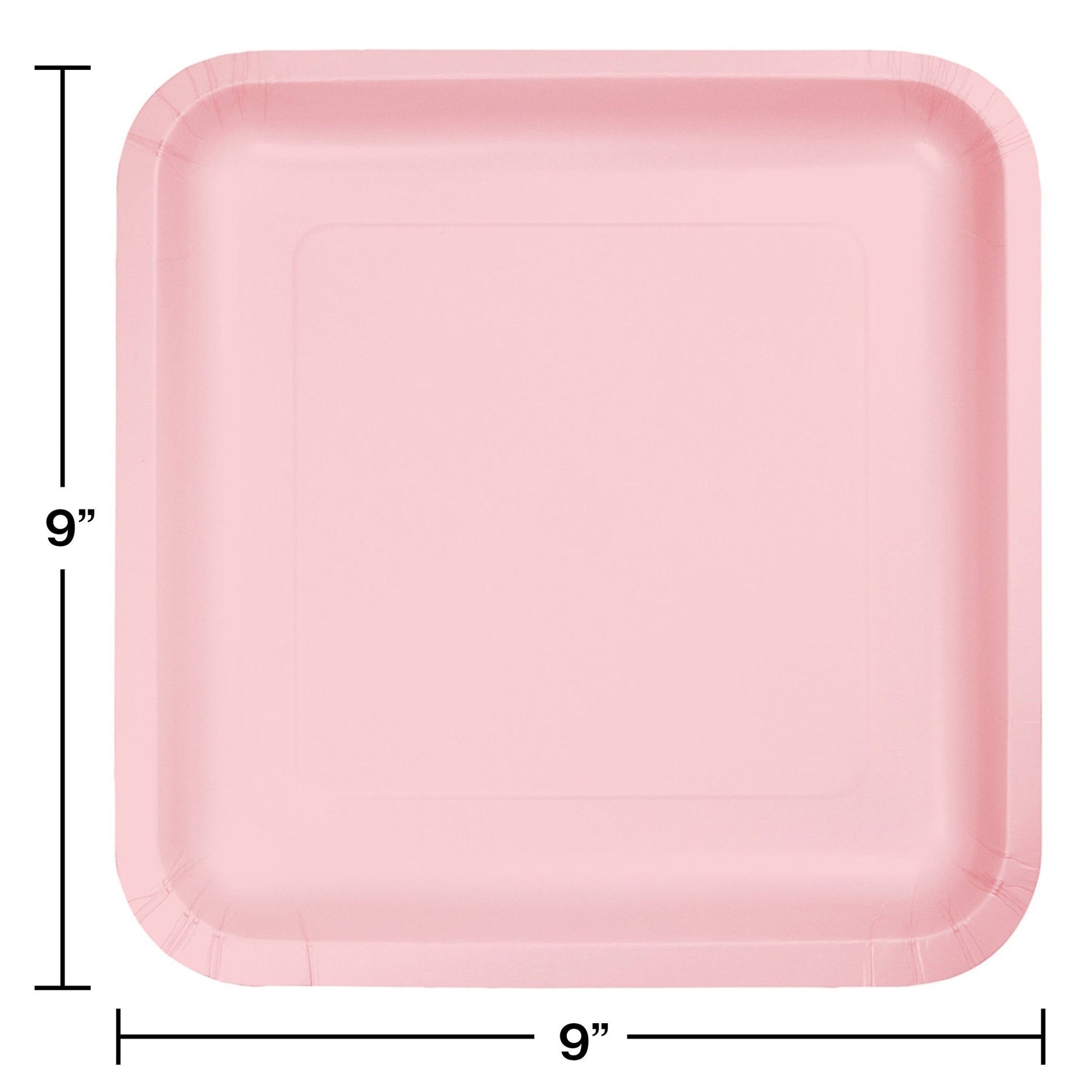 9" Square Pink Plates 18ct - Stesha Party