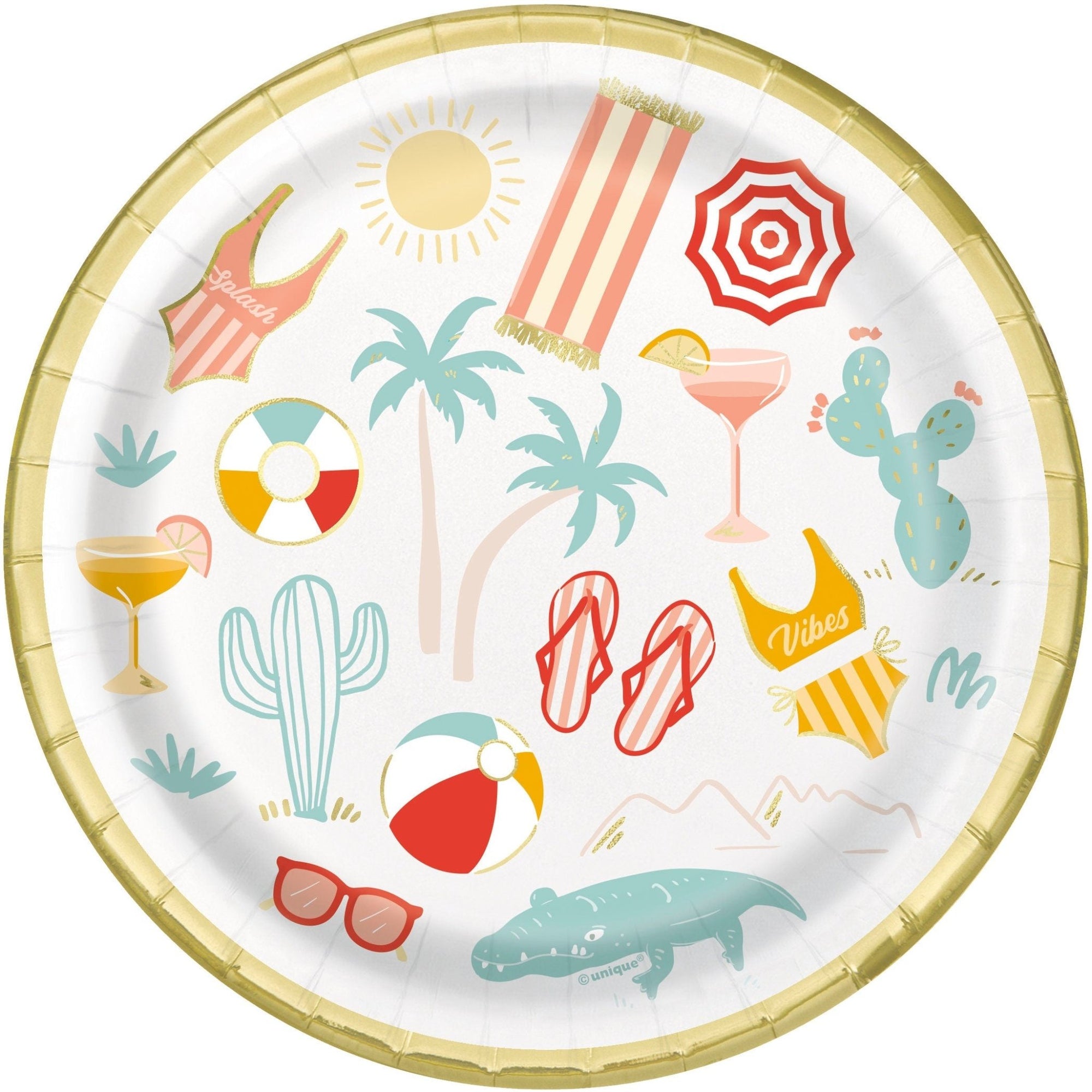 Beach Party Paper Cake Plates - Stesha Party