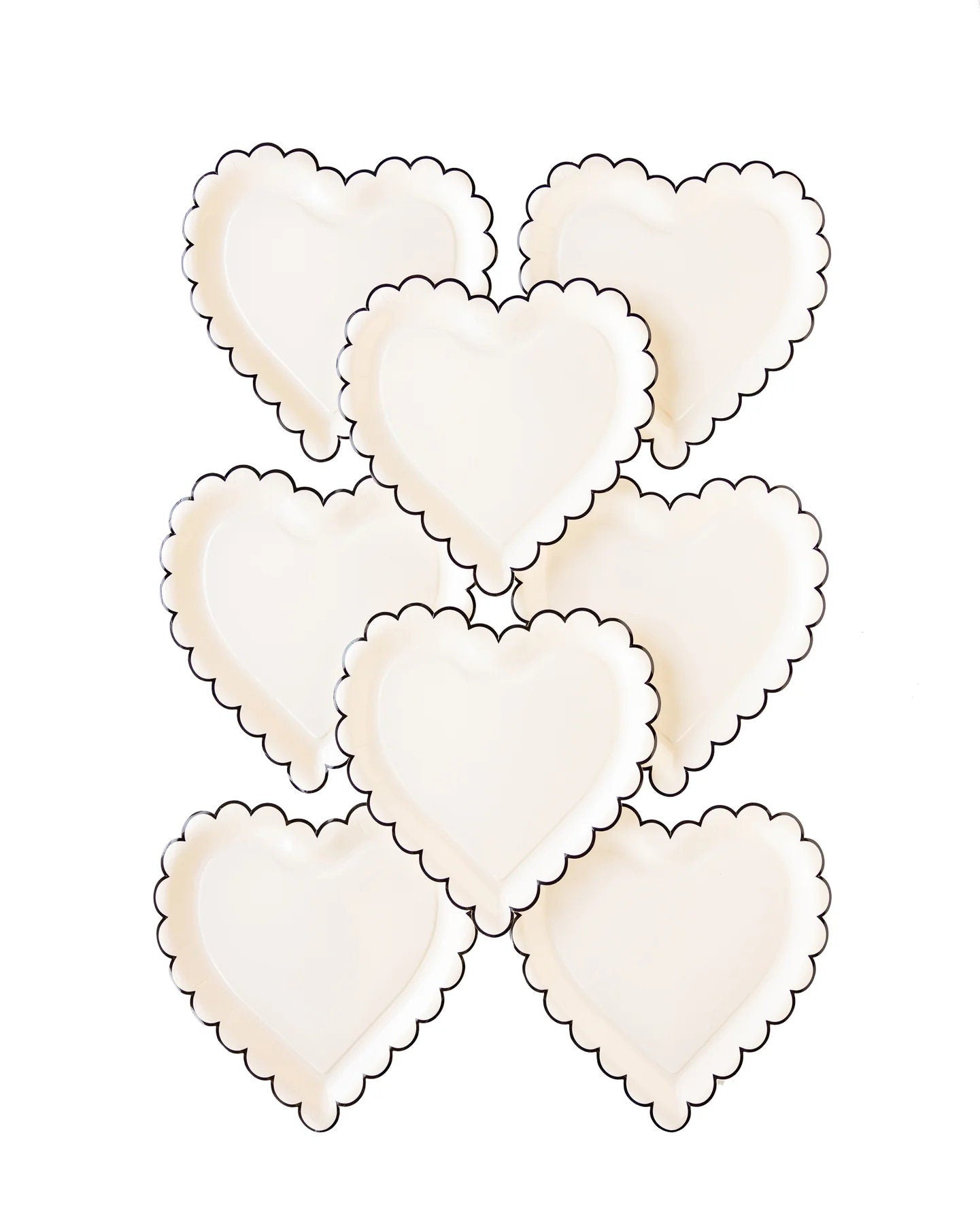 Black & Cream Heart Plates - Stesha Party