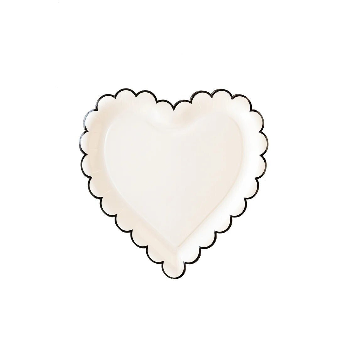 Black & Cream Heart Plates - Stesha Party