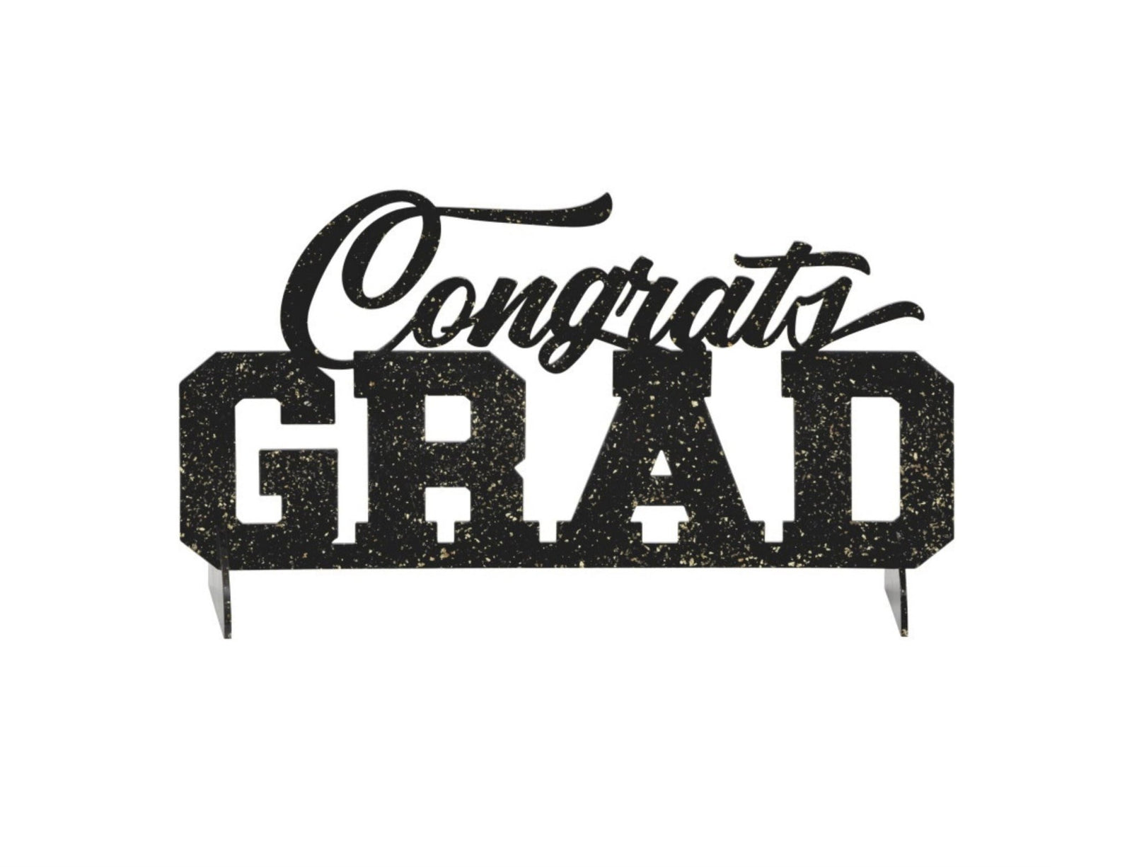 Black & Gold Congrats Grad Decoration - Stesha Party