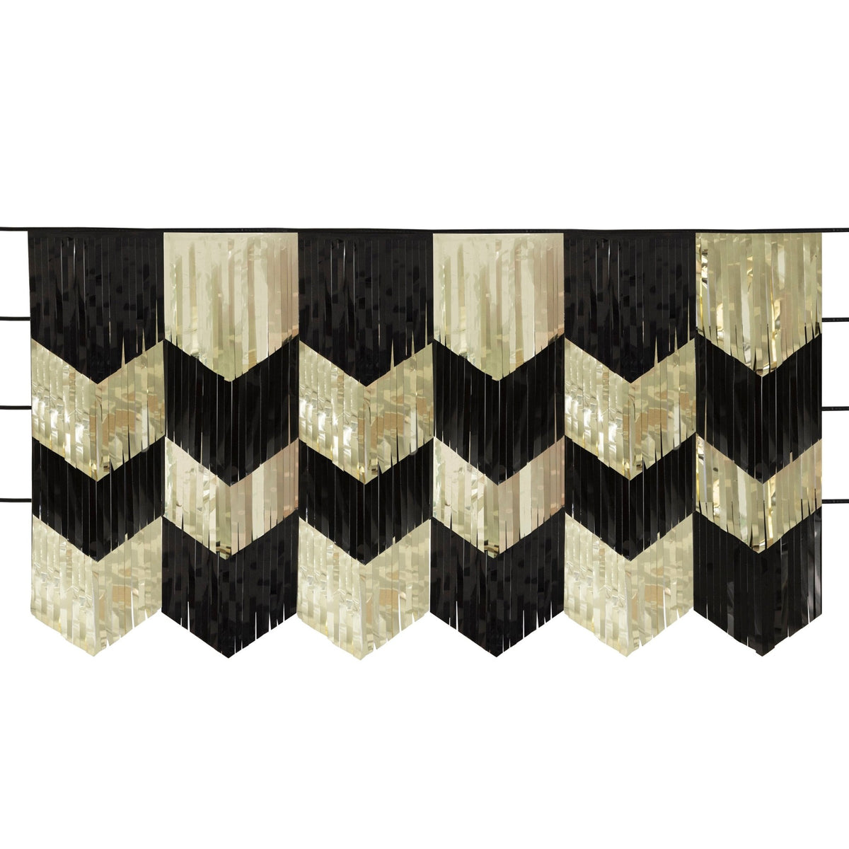 Black &amp; Gold Fringed Wedding Backdrop - Stesha Party