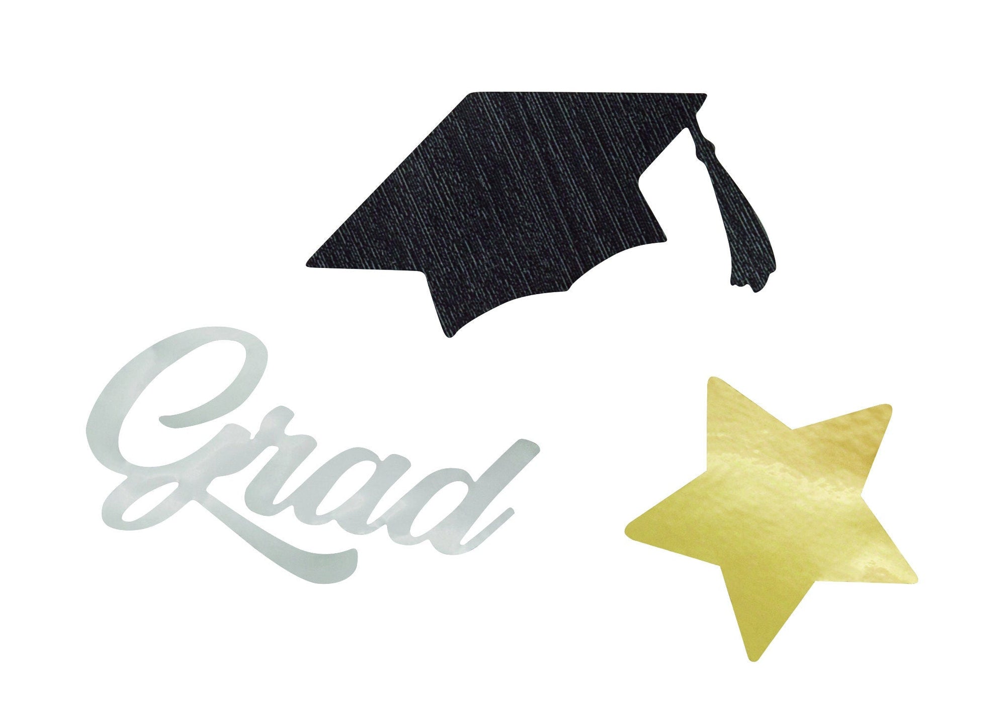 Black & Gold Graduation Party Paper Plates, Napkins & Confetti - Stesha Party