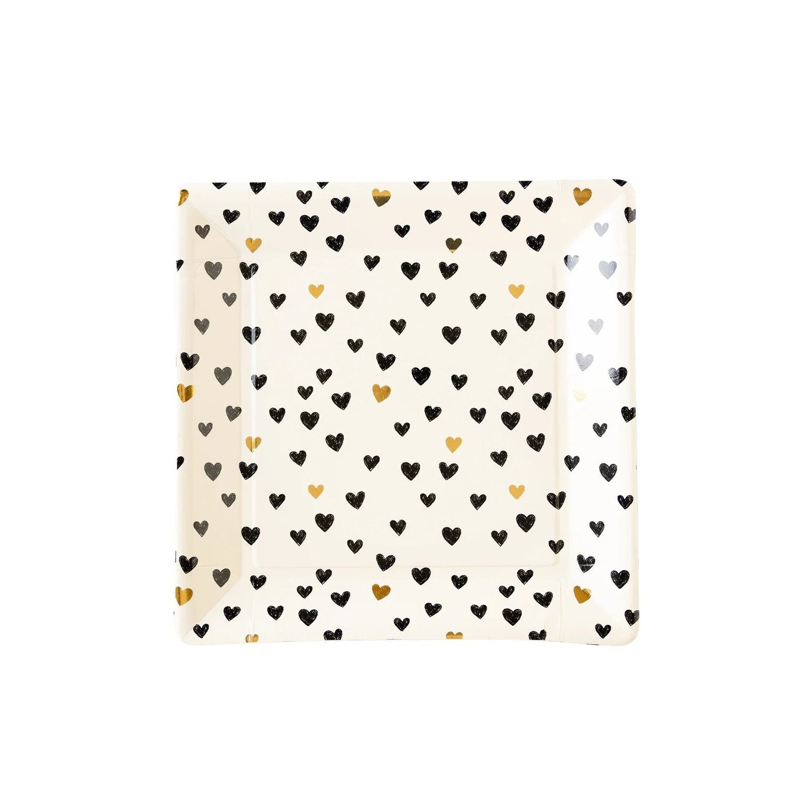 Black & Gold Hearts Plates - Stesha Party