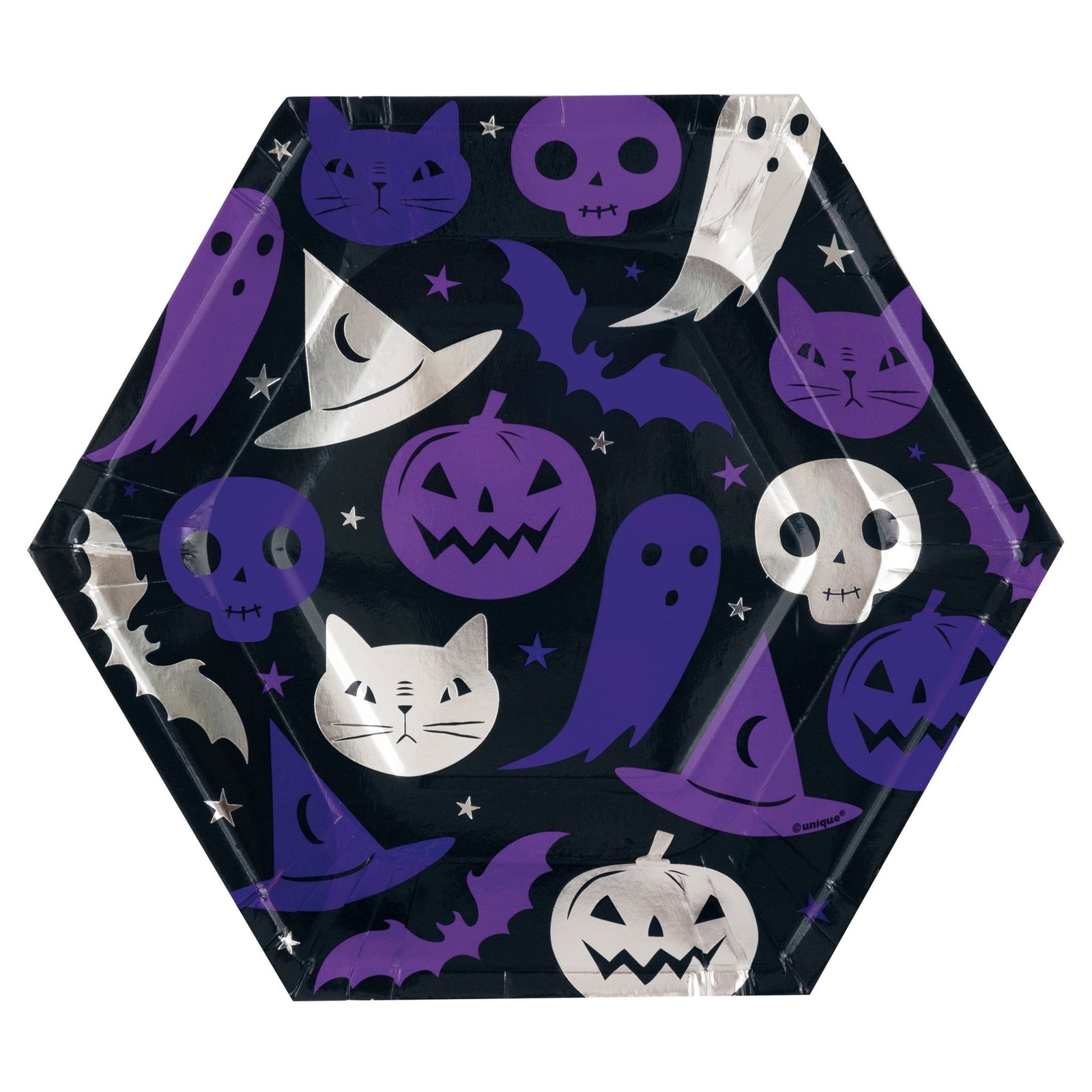 Black & Purple Spooky Halloween Plates - Stesha Party