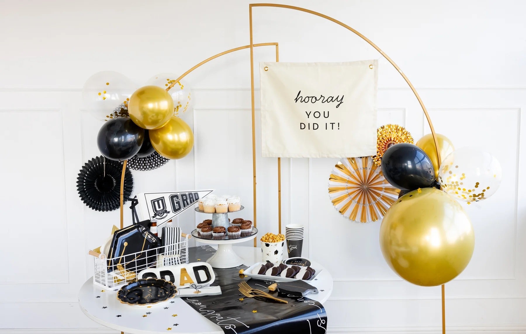 Black & White Striped Congratulations Guest Towel Napkins - Stesha Party