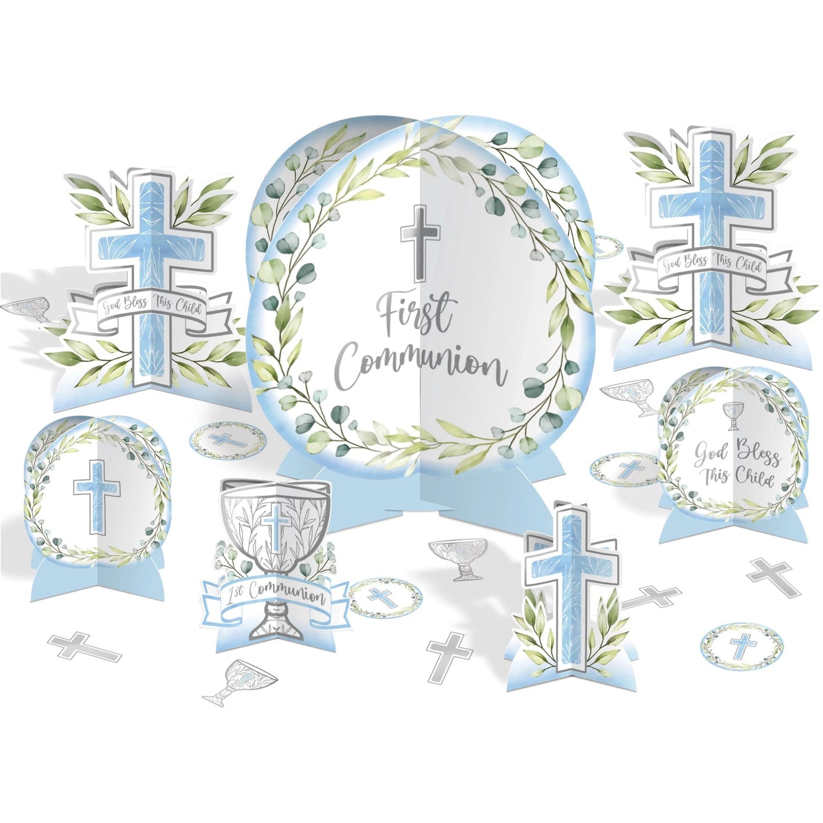 Blue First Communion Centerpiece - Stesha Party