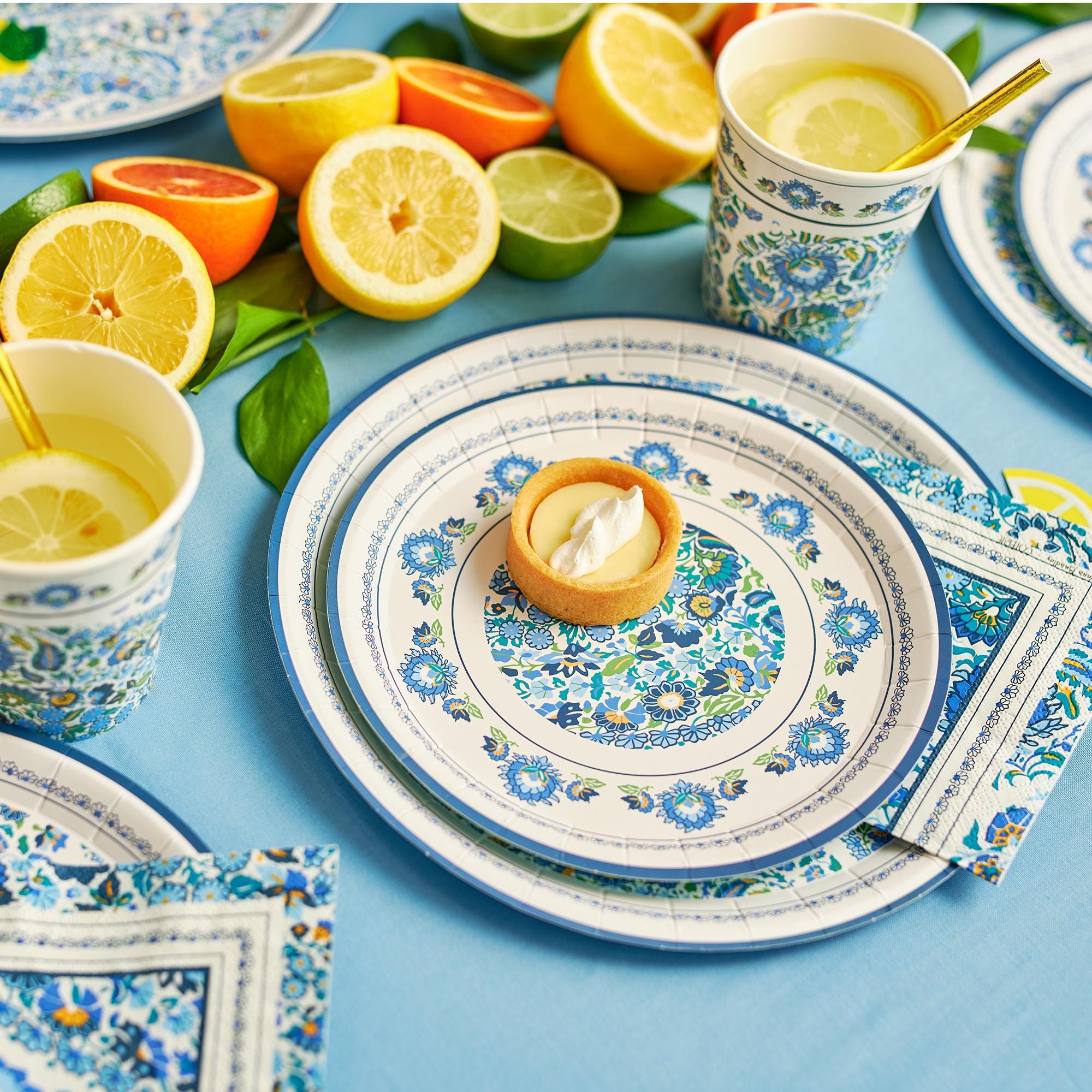 Blue Floral Cake Plates - Stesha Party