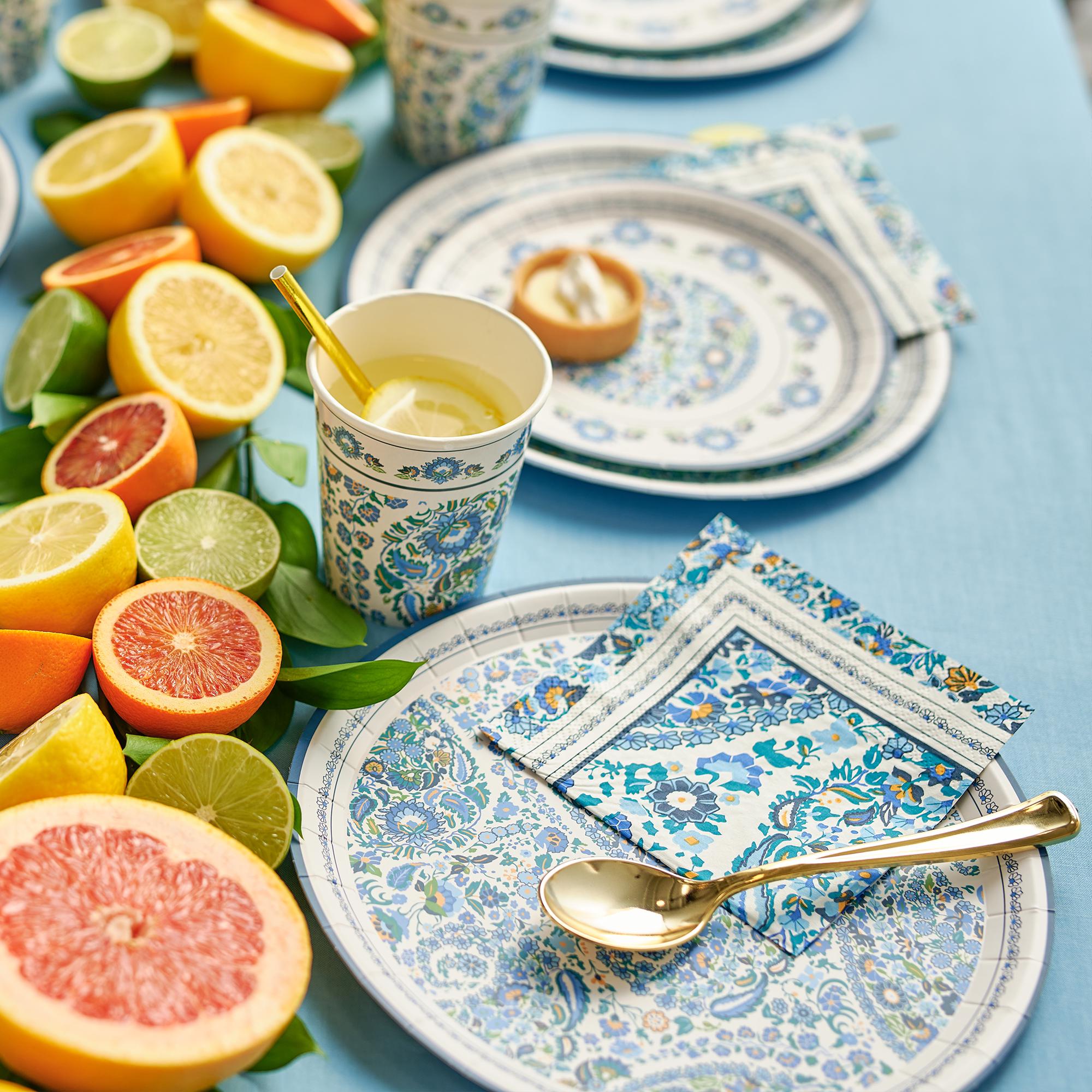 Blue Floral Dinner Plates - Stesha Party