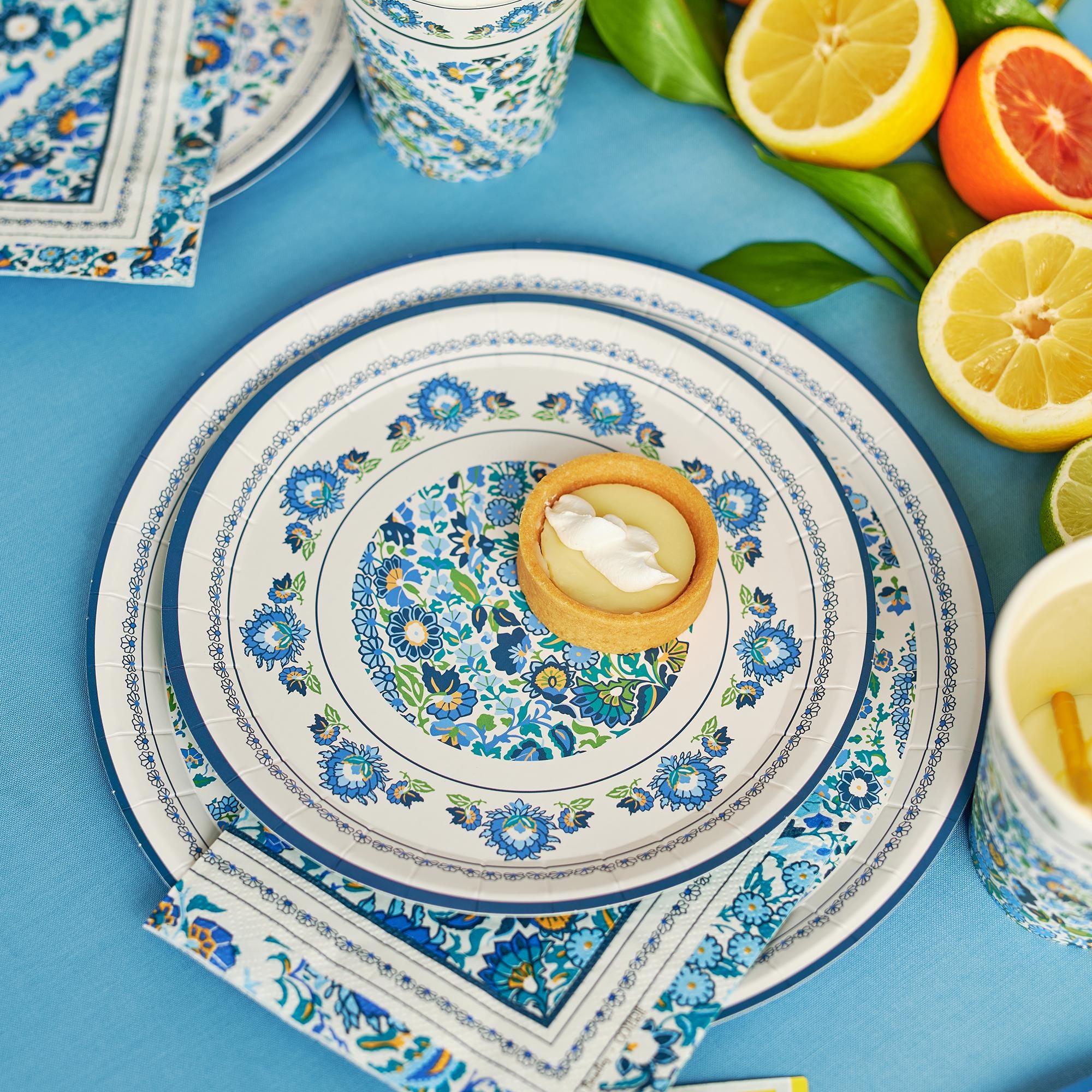 Blue Floral Dinner Plates - Stesha Party