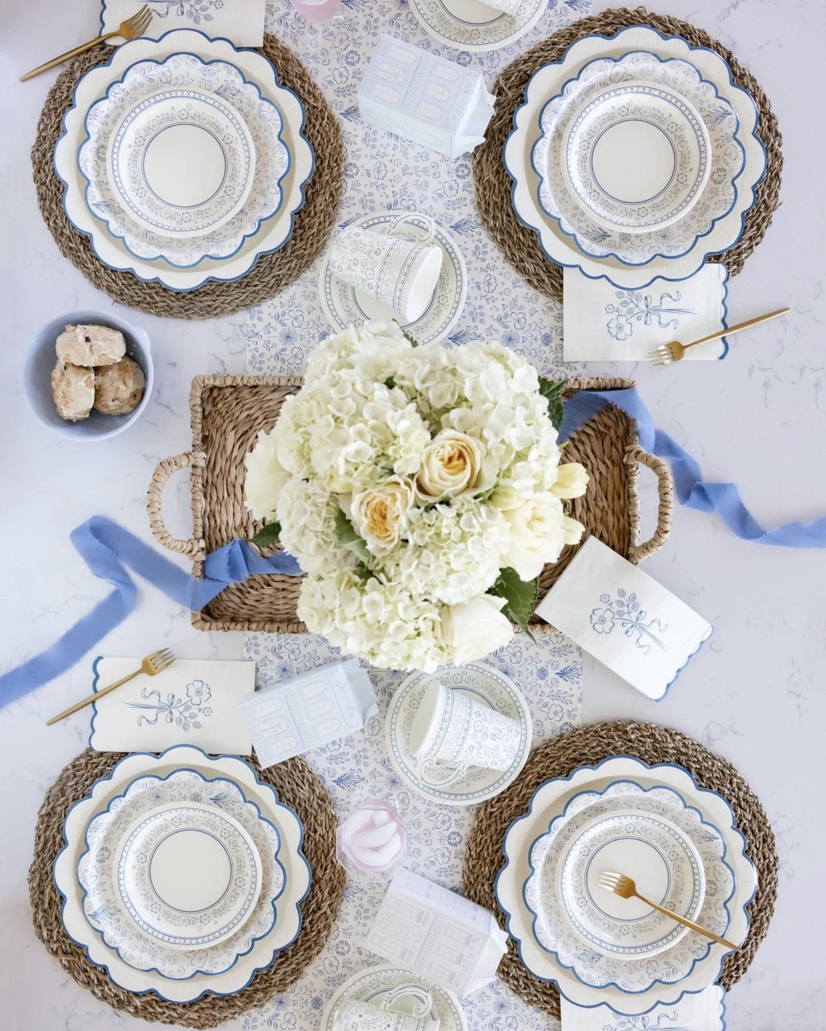 Blue Floral Party Plates - Stesha Party