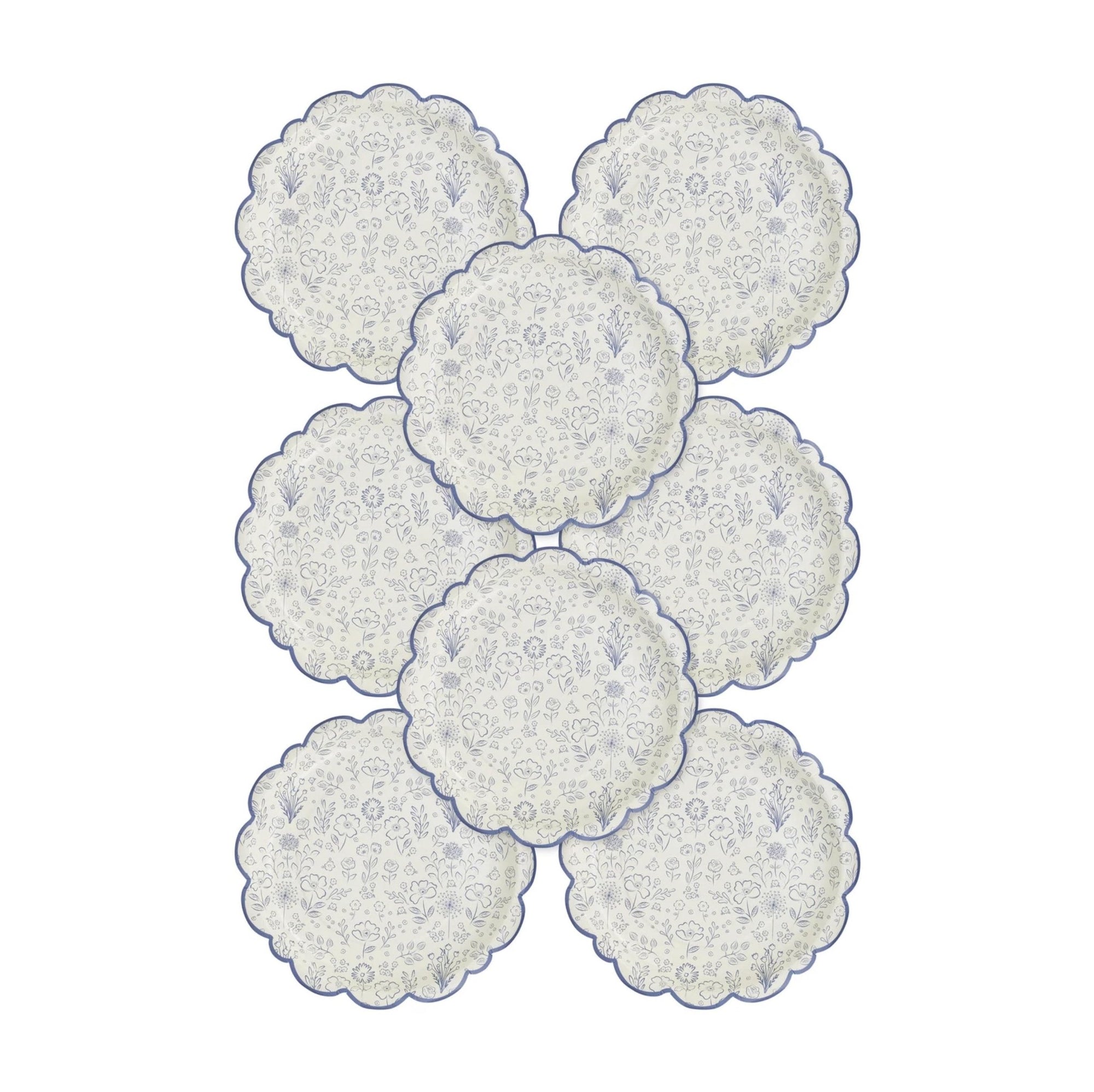 Blue Floral Party Plates - Stesha Party