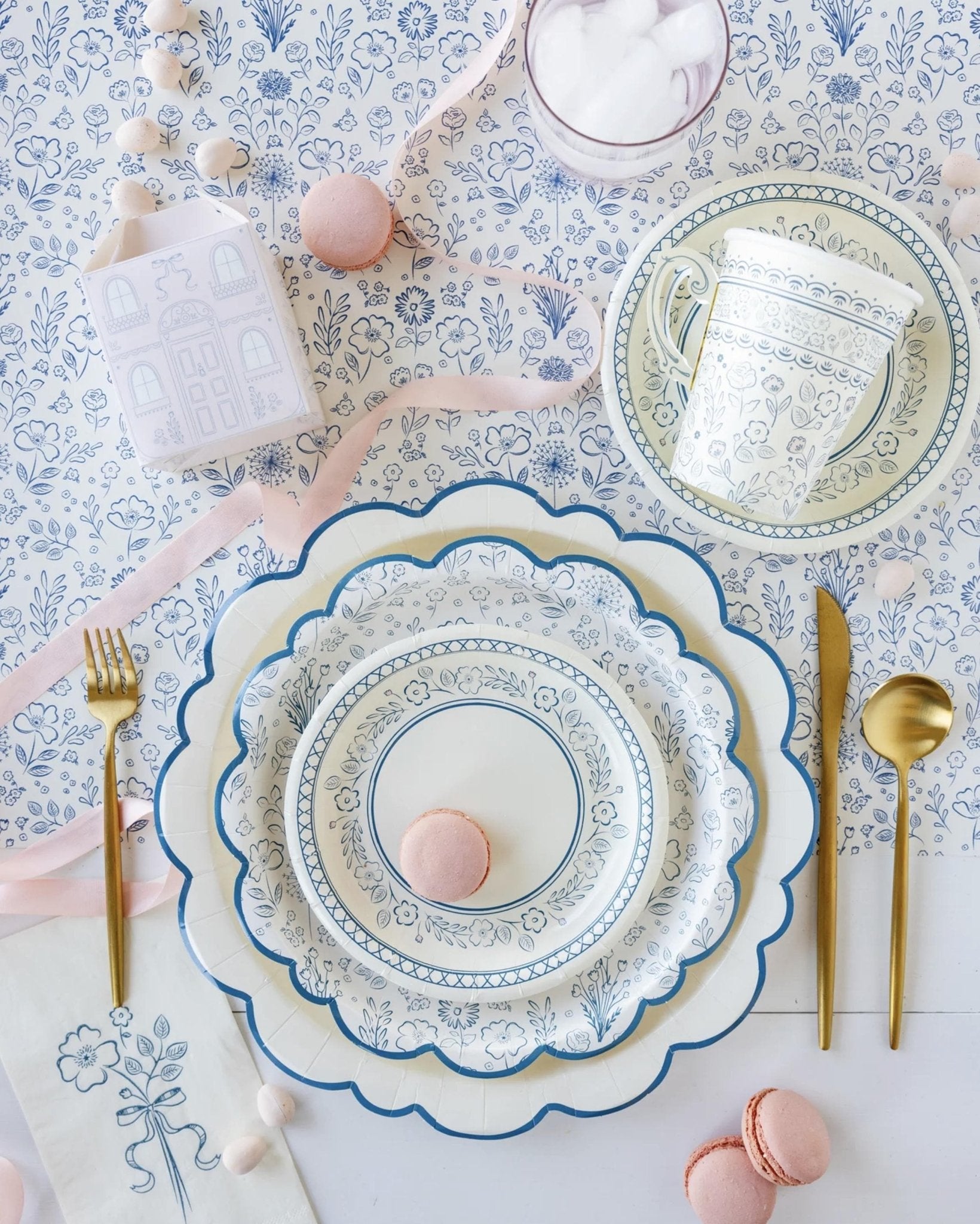 Blue Floral Party Plates - Stesha Party