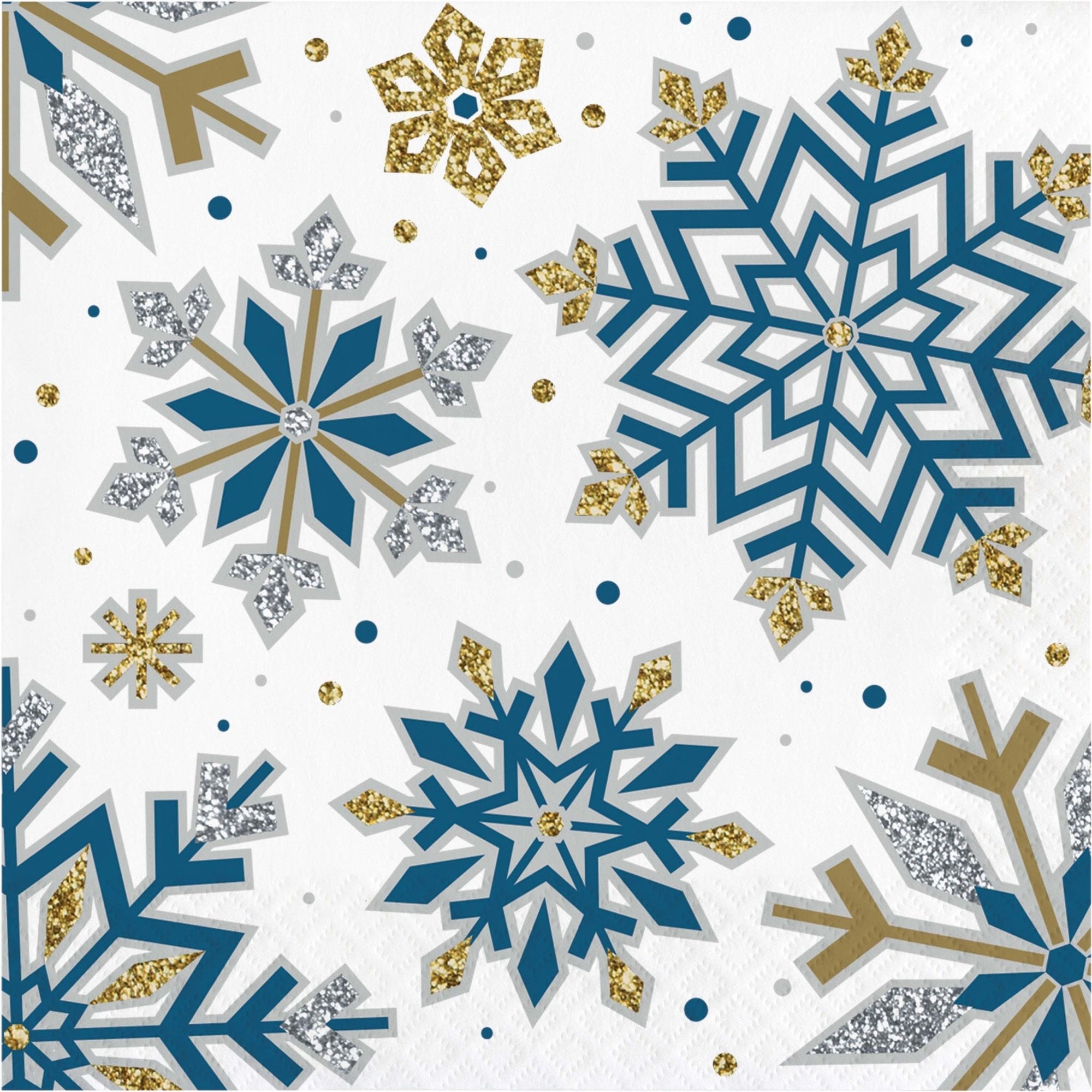 Blue, Gold & Silver Snowflake Napkins - Stesha Party