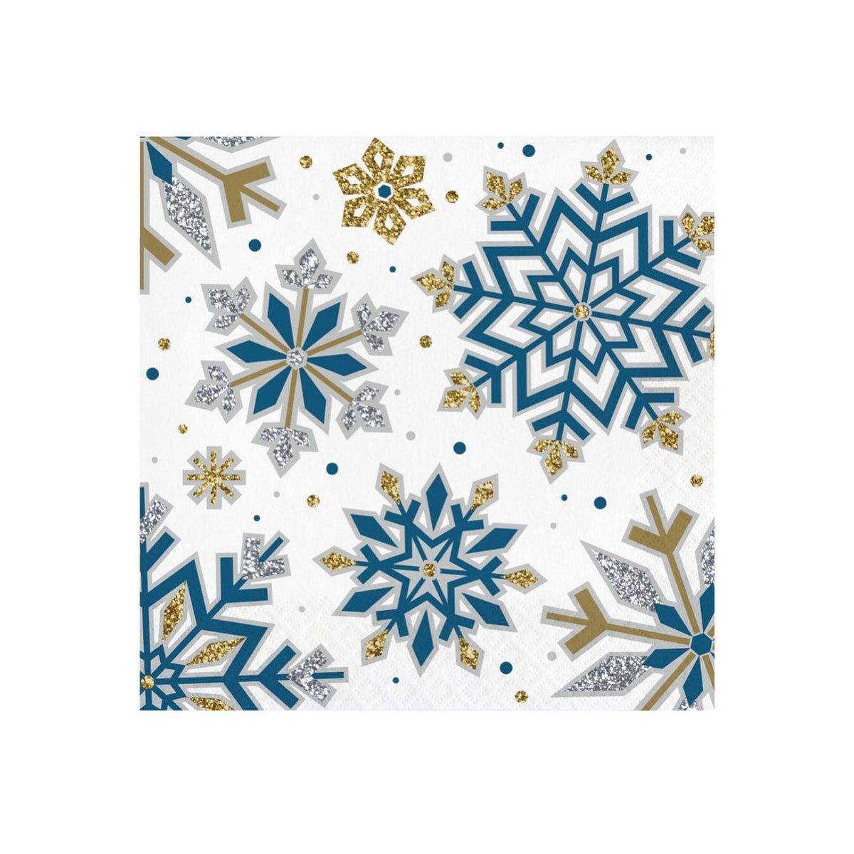 Blue, Gold &amp; Silver Snowflake Napkins - Stesha Party