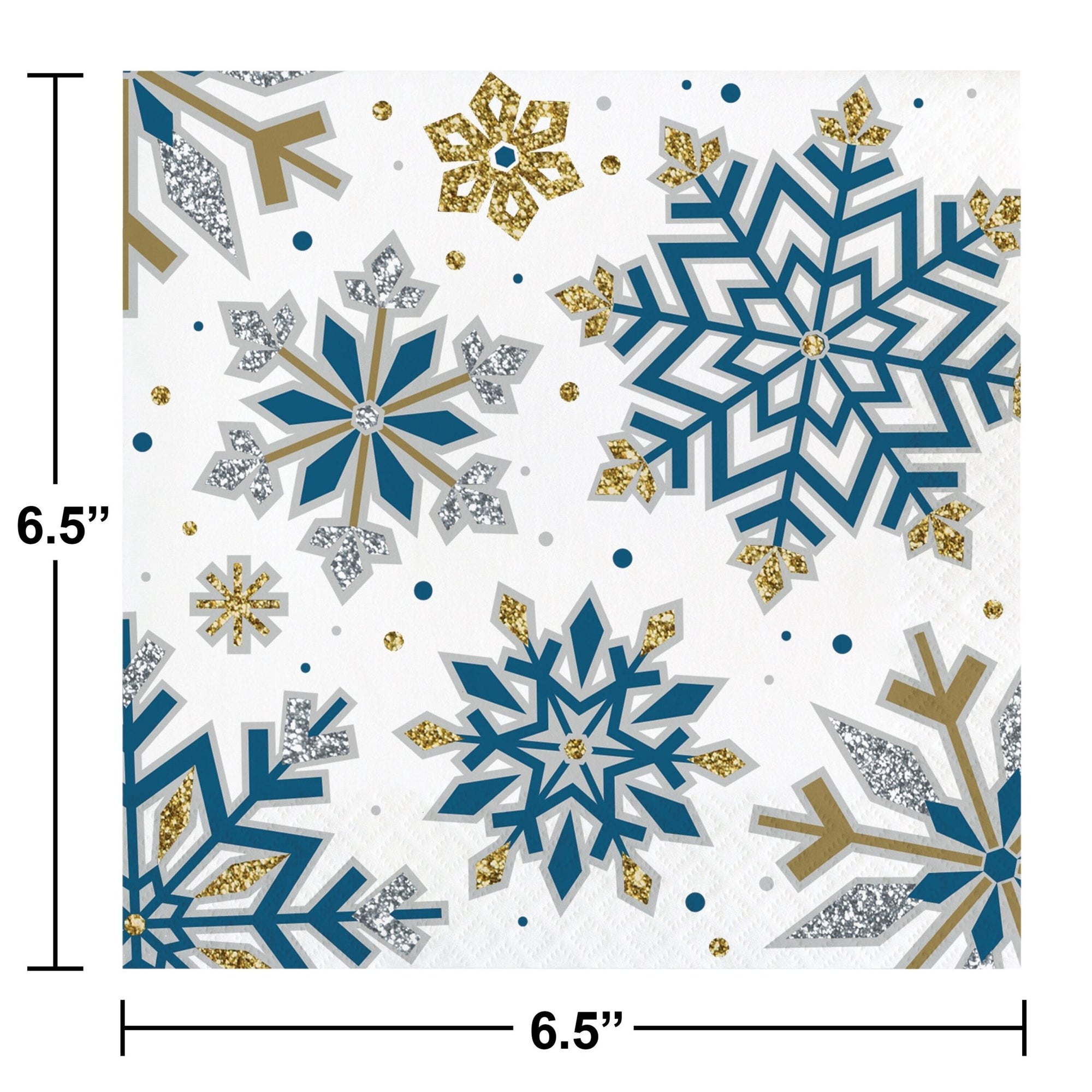 Blue, Gold & Silver Snowflake Napkins - Stesha Party