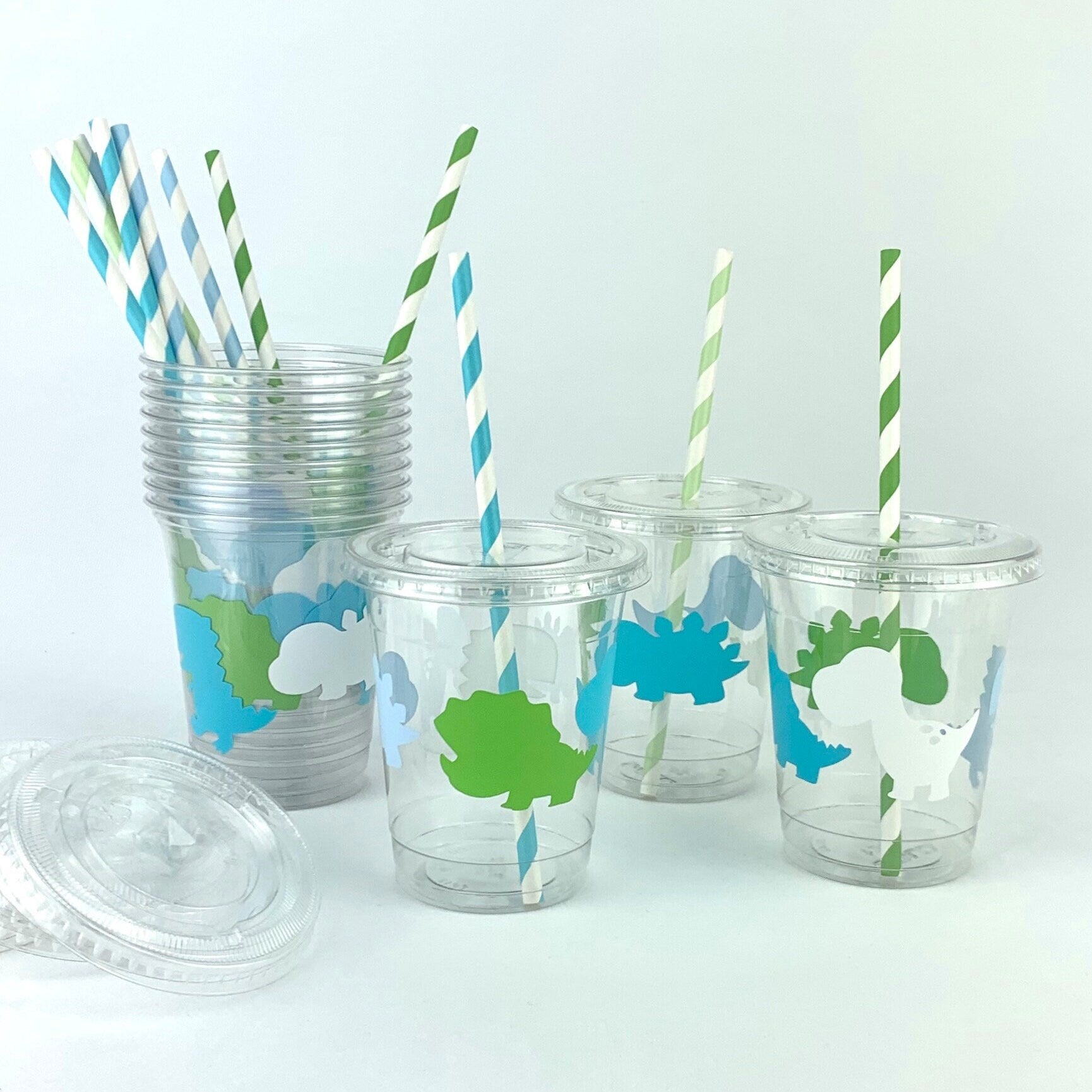 Blue & Green Dinosaur Party Cups 12ct - Stesha Party