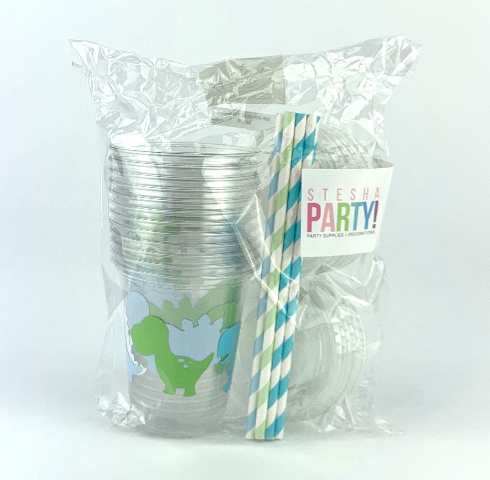 Blue & Green Dinosaur Party Cups 12ct - Stesha Party