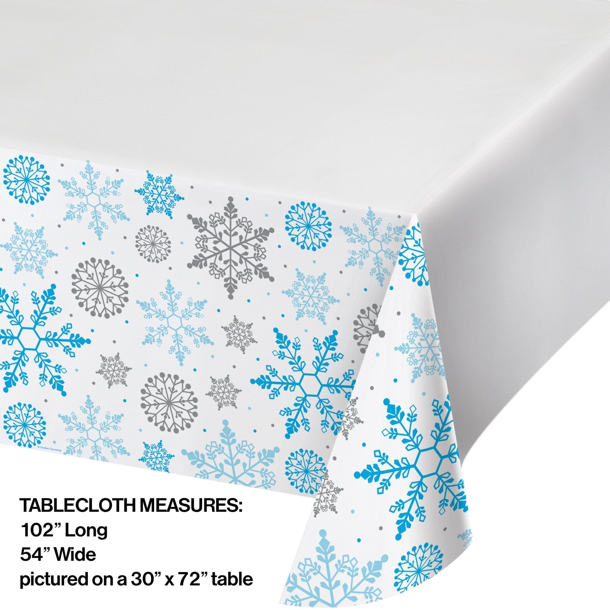 Blue & Silver Snowflake Tablecloth - Stesha Party