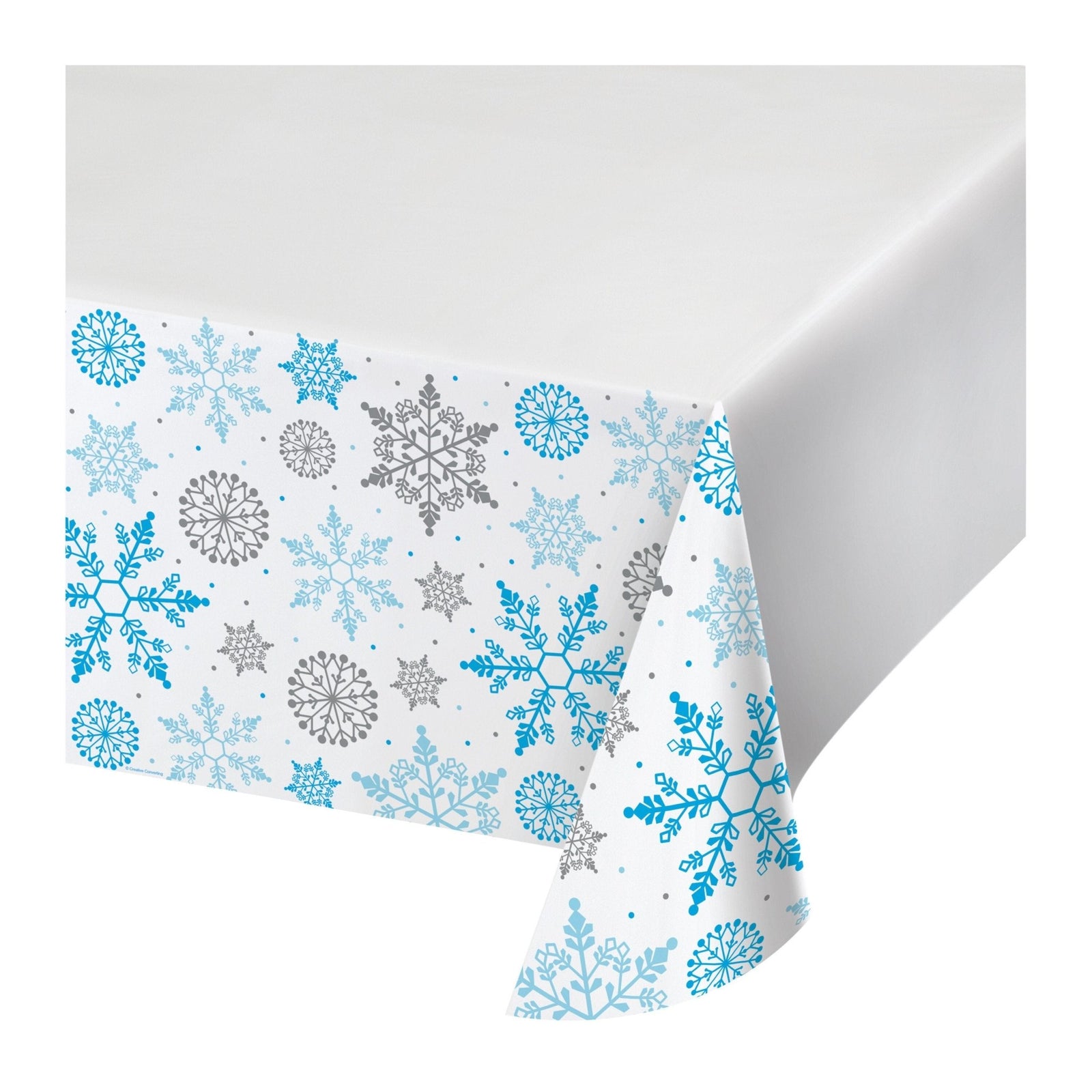 Blue & Silver Snowflake Tablecloth - Stesha Party