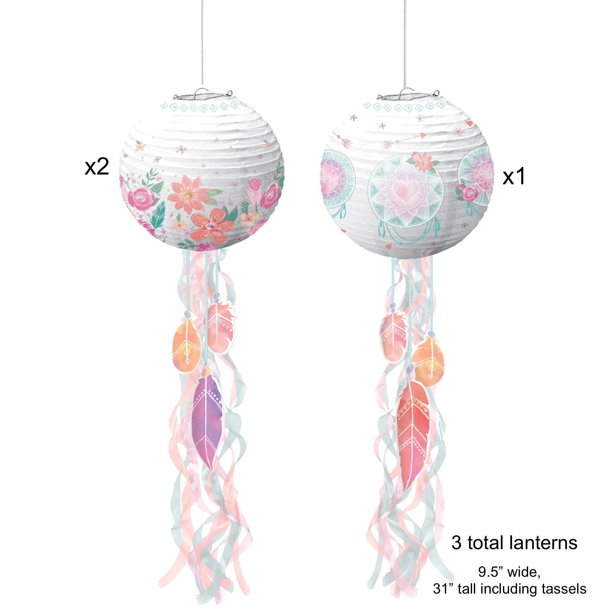 Bohemian Party Lanterns 3ct - Stesha Party