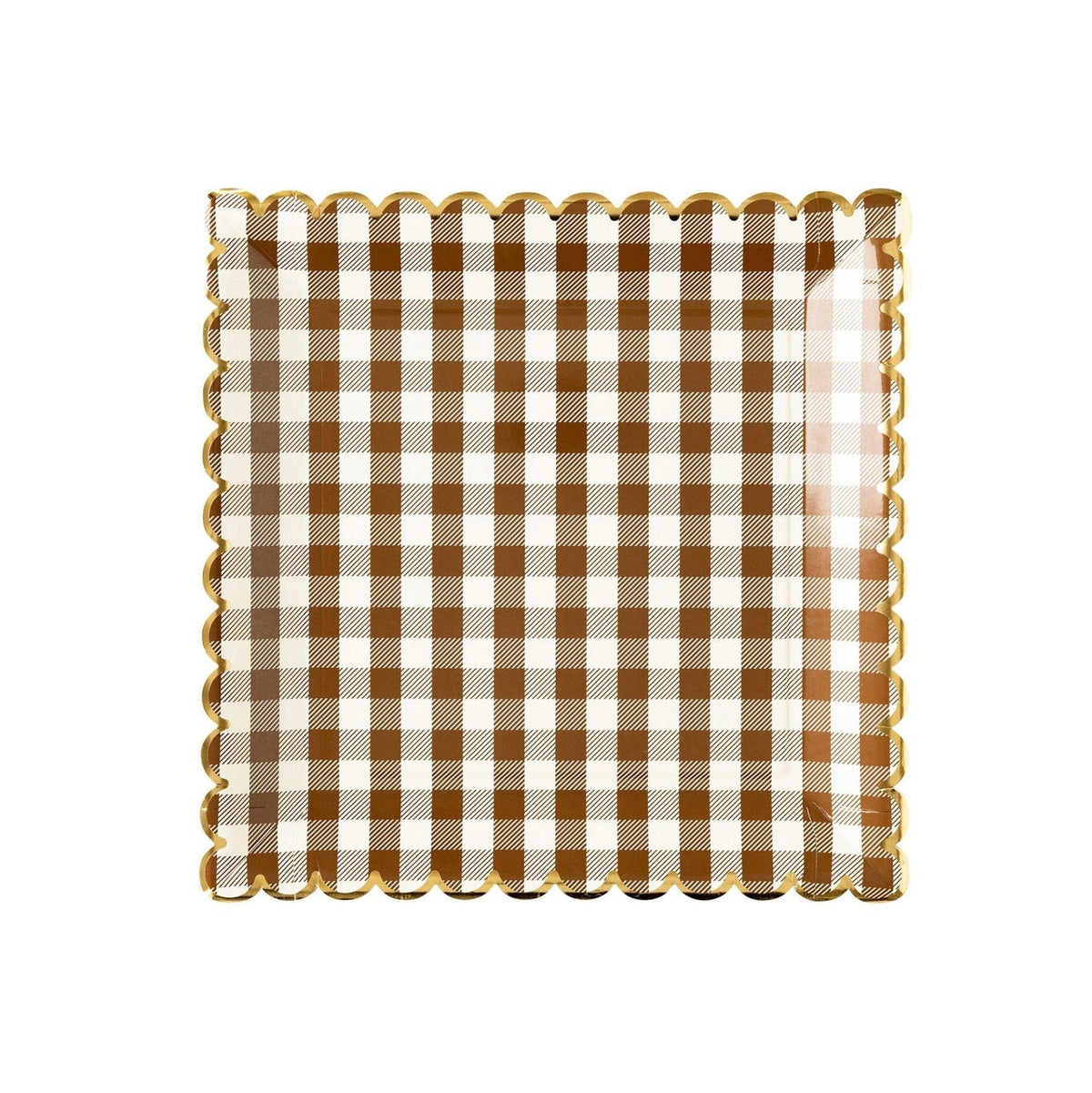 Brown Gingham Paper Plates - Stesha Party