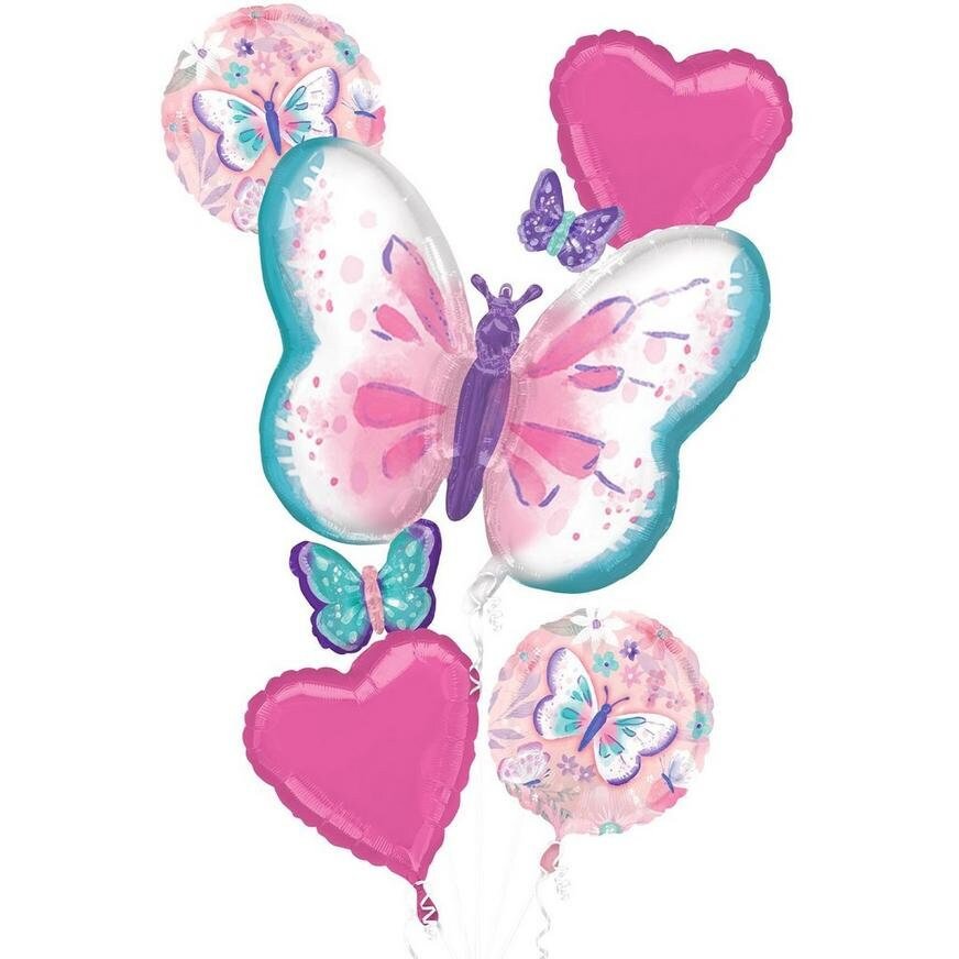 Butterfly & Heart Balloon Bouquet - Stesha Party