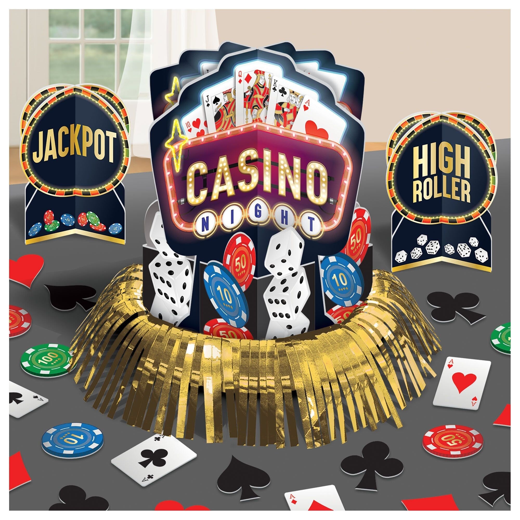 Casino Centerpiece Table Decoration & Confetti - Stesha Party