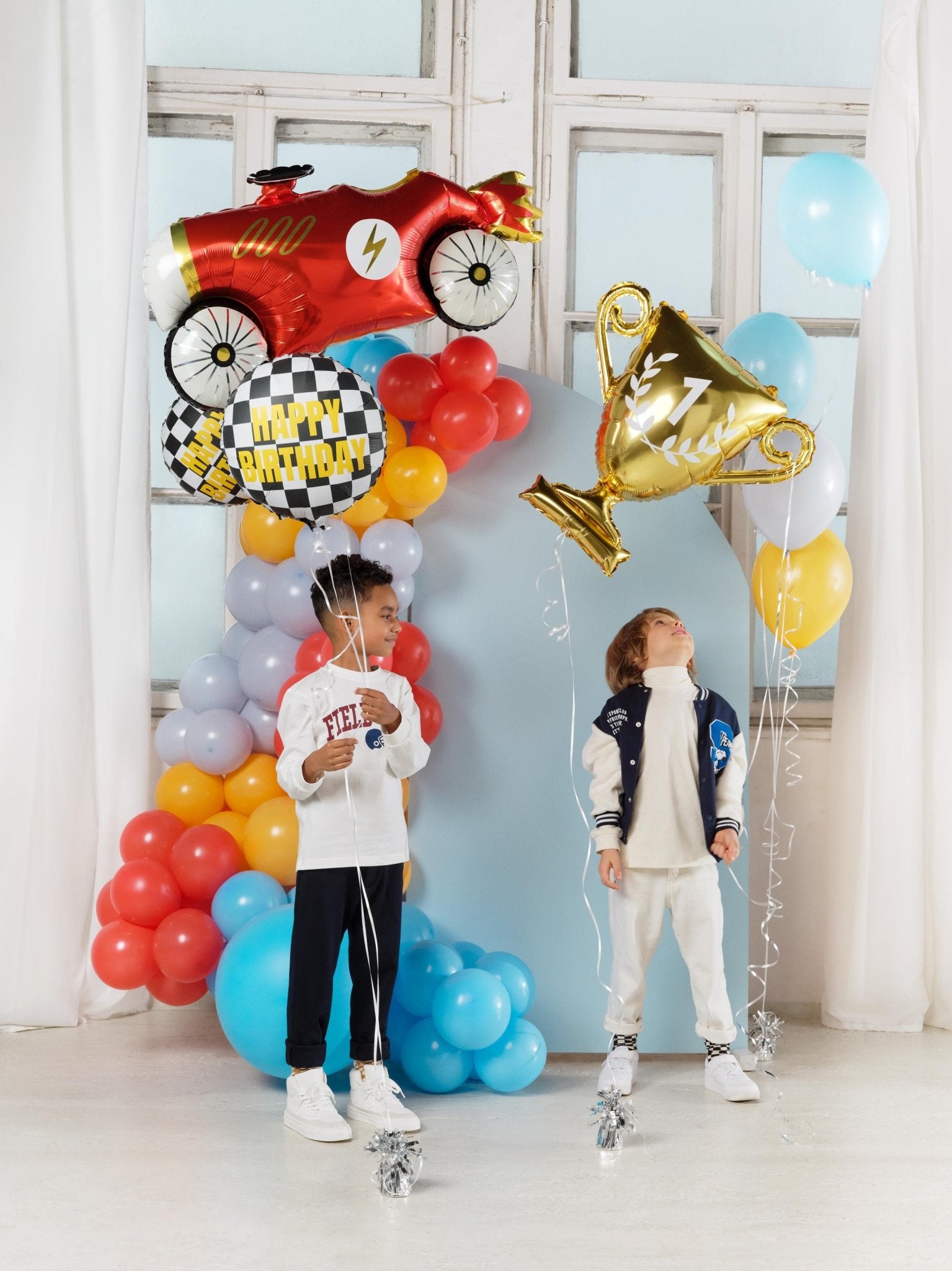 Checkered Flag Birthday Balloon - Stesha Party
