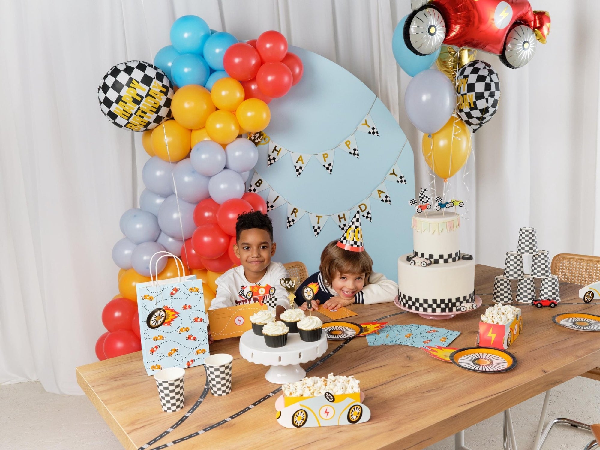 Checkered Flag Birthday Balloon - Stesha Party