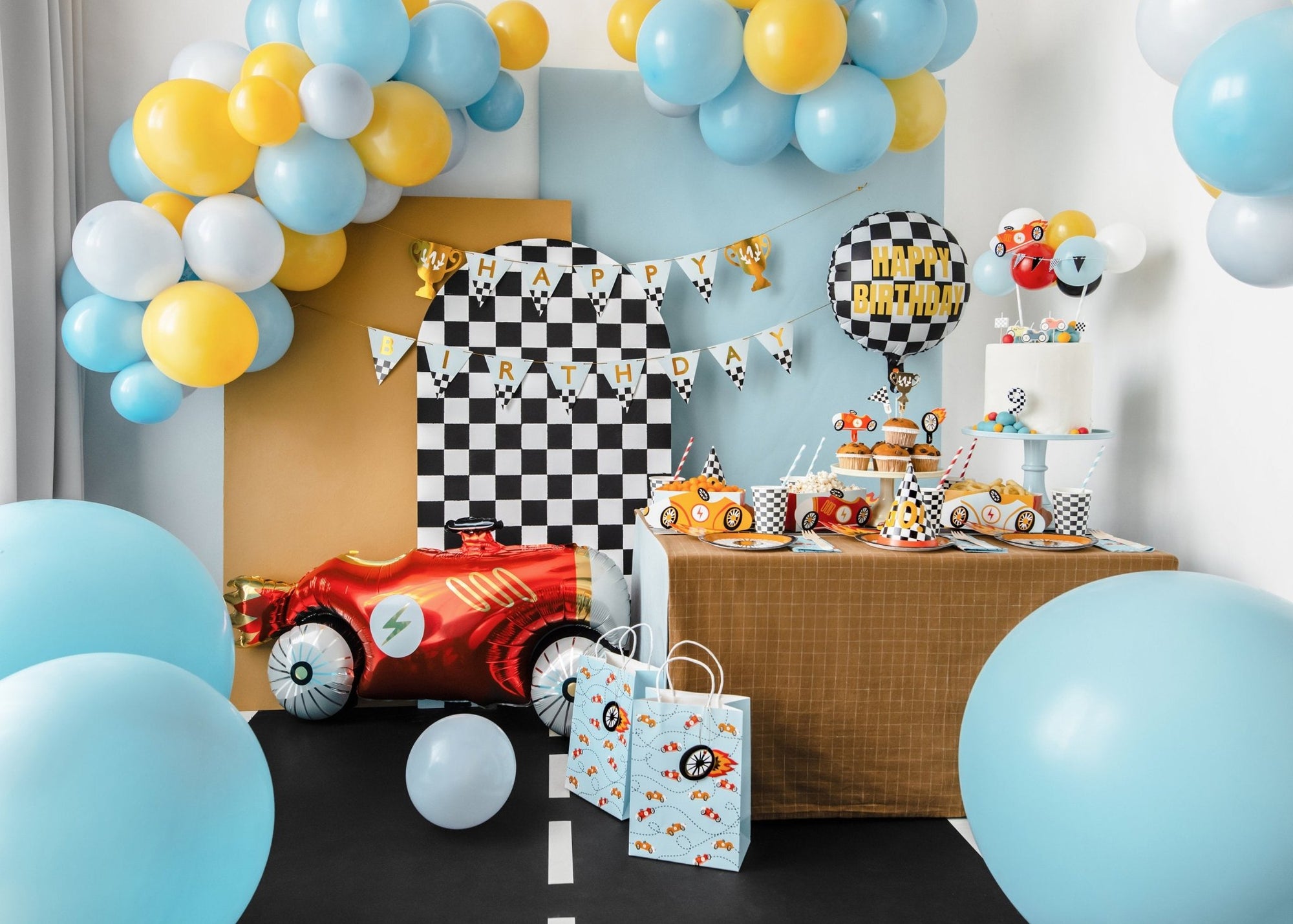 Checkered Race Car Party Hats - Stesha Party