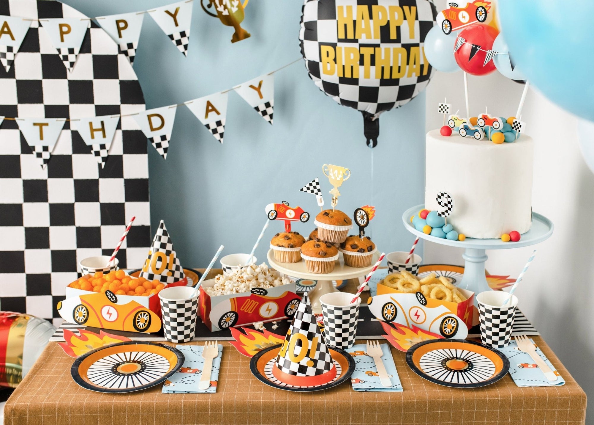 Checkered Race Car Party Hats - Stesha Party