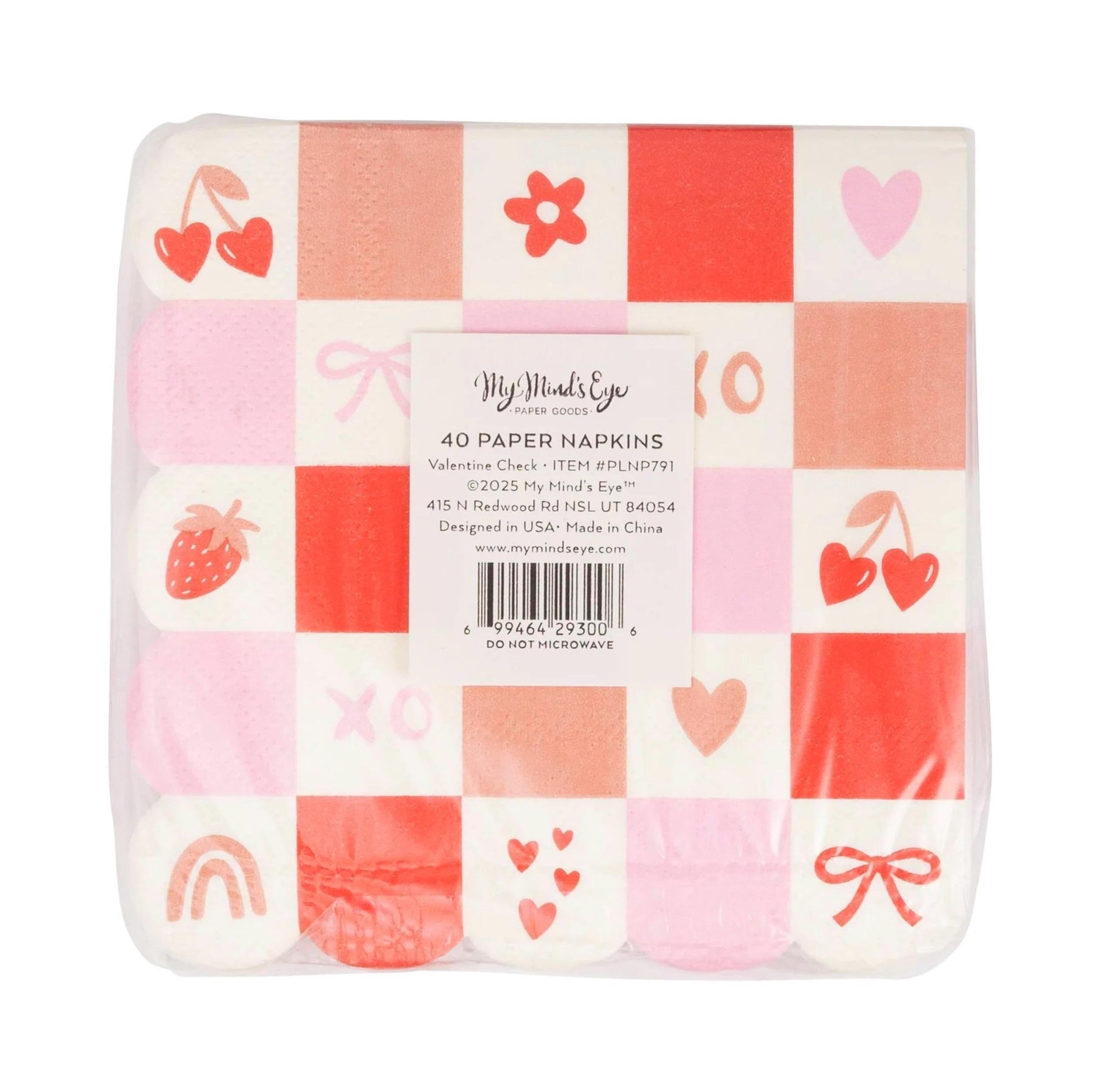 Checkered Valentine's Napkins - Stesha Party