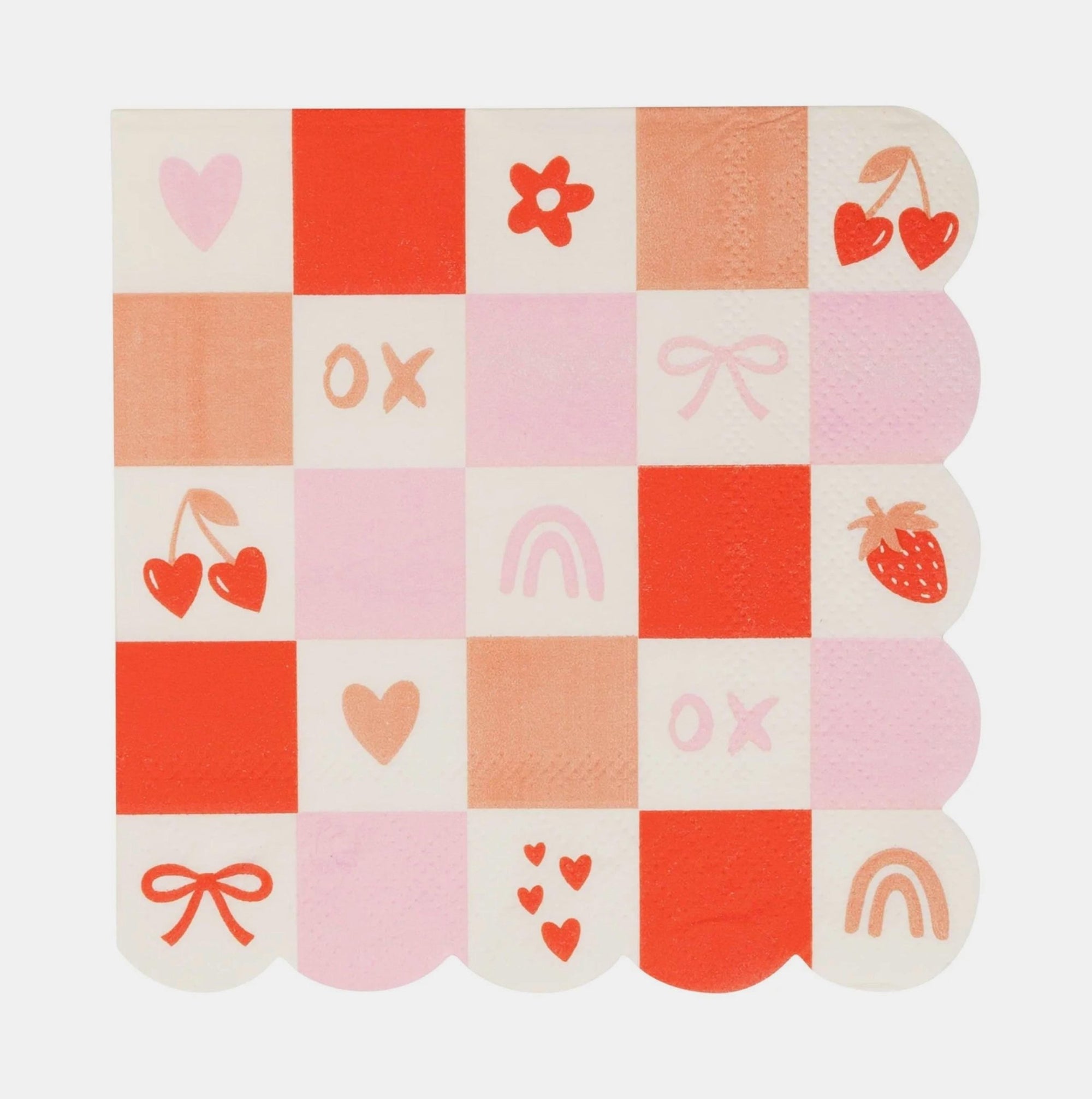 Checkered Valentine's Napkins - Stesha Party