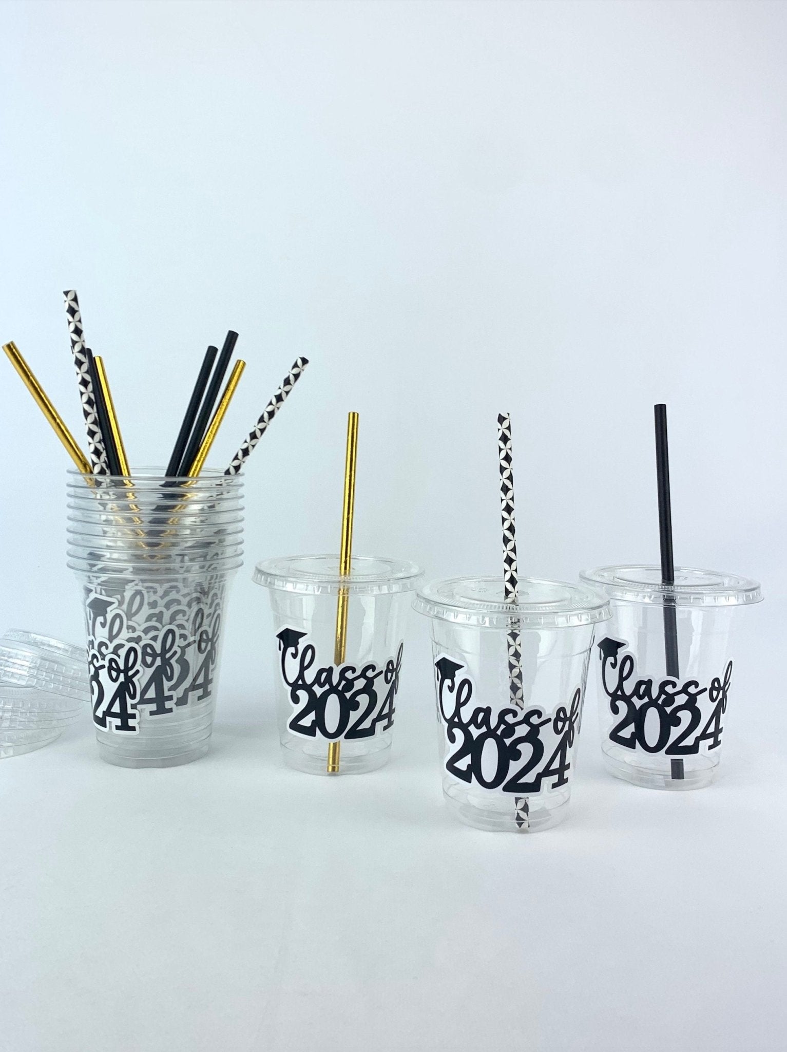 Class of 2024 Black & Gold Graduation Cups Set - Stesha Party