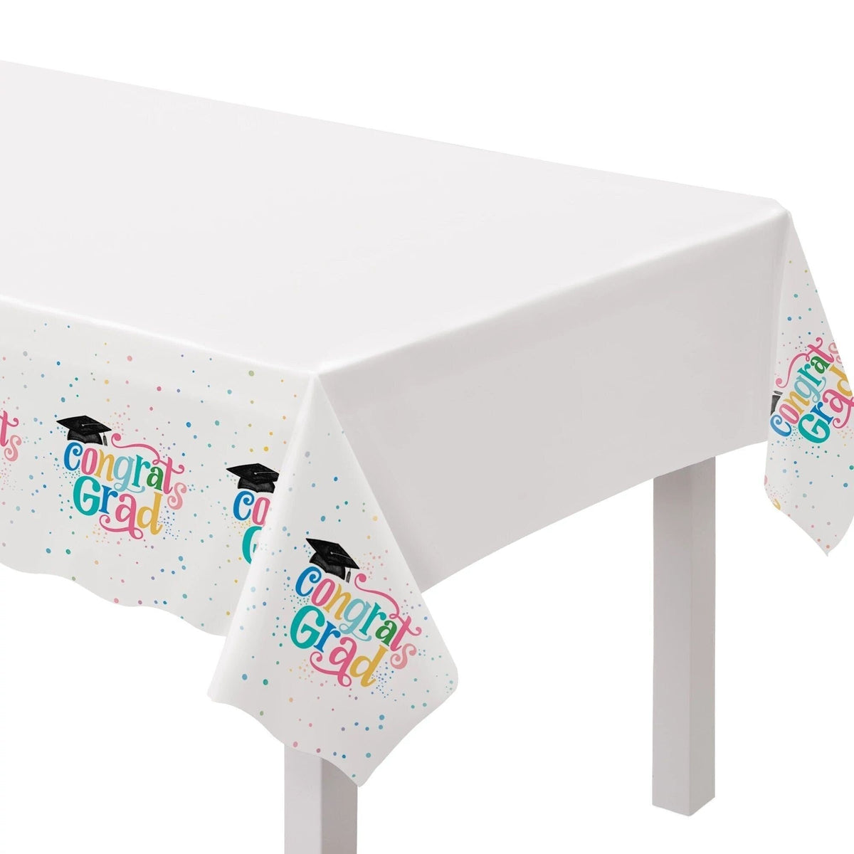 Congrats Grad Pastel Graduation Plastic Tablecloth - Stesha Party