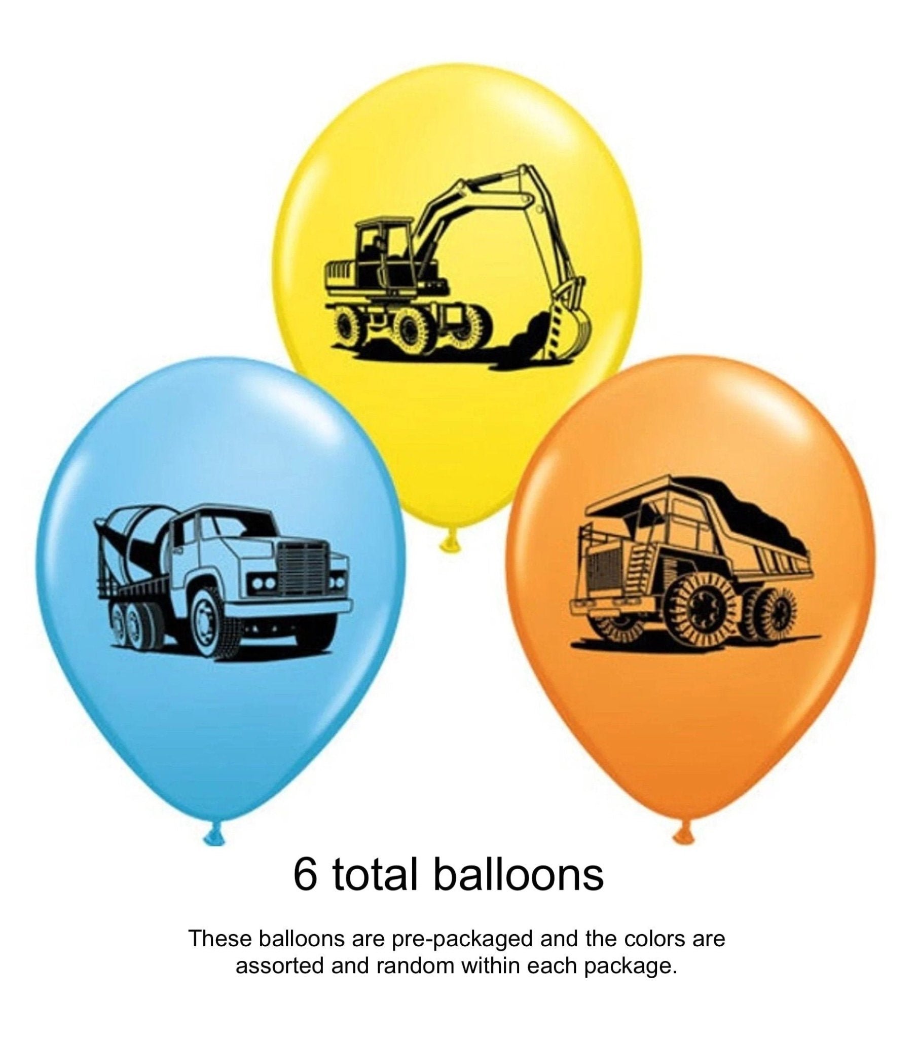 Construction Birthday Balloons 6ct - Stesha Party