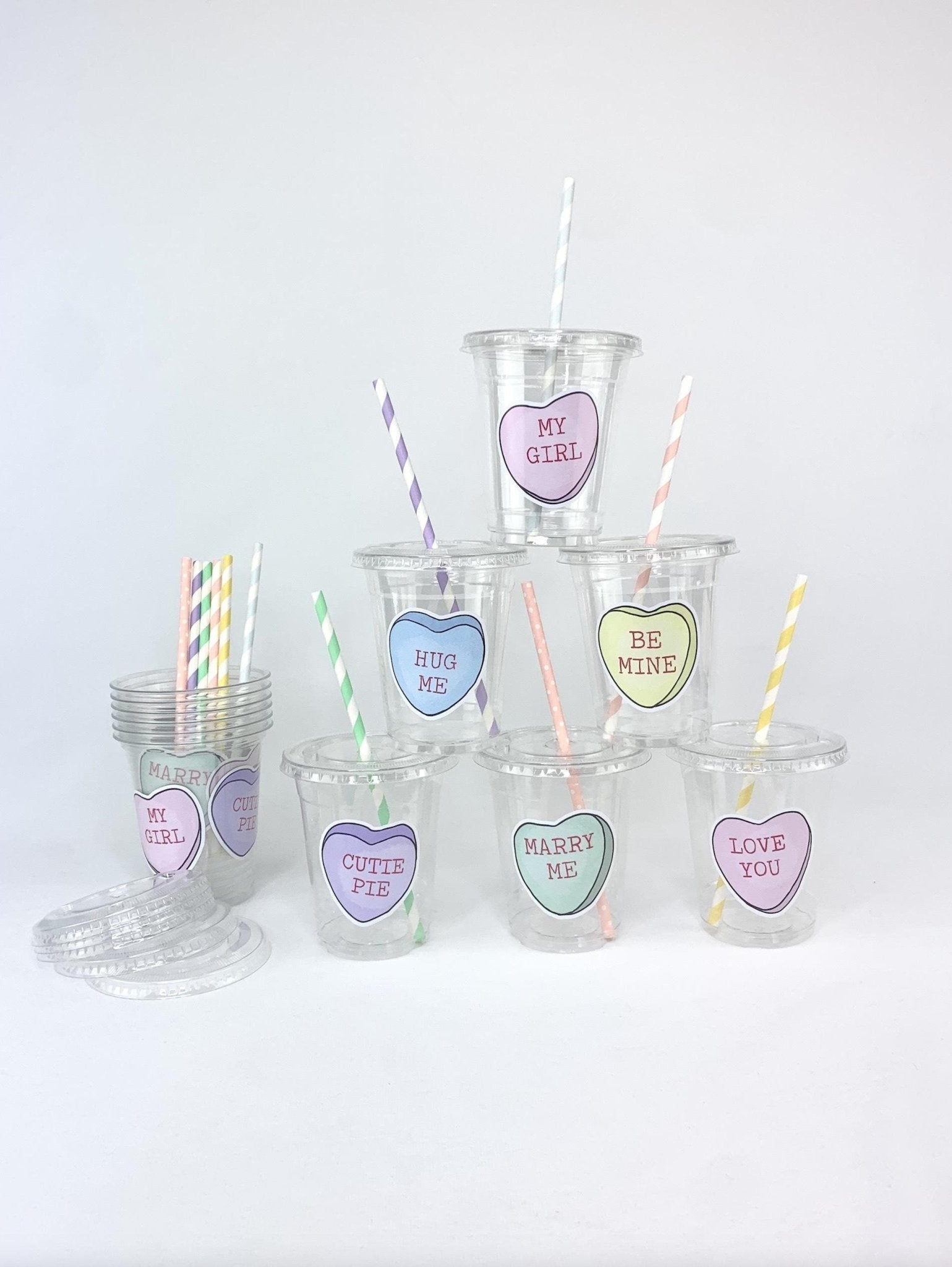 Conversation Heart Party Cups - Stesha Party