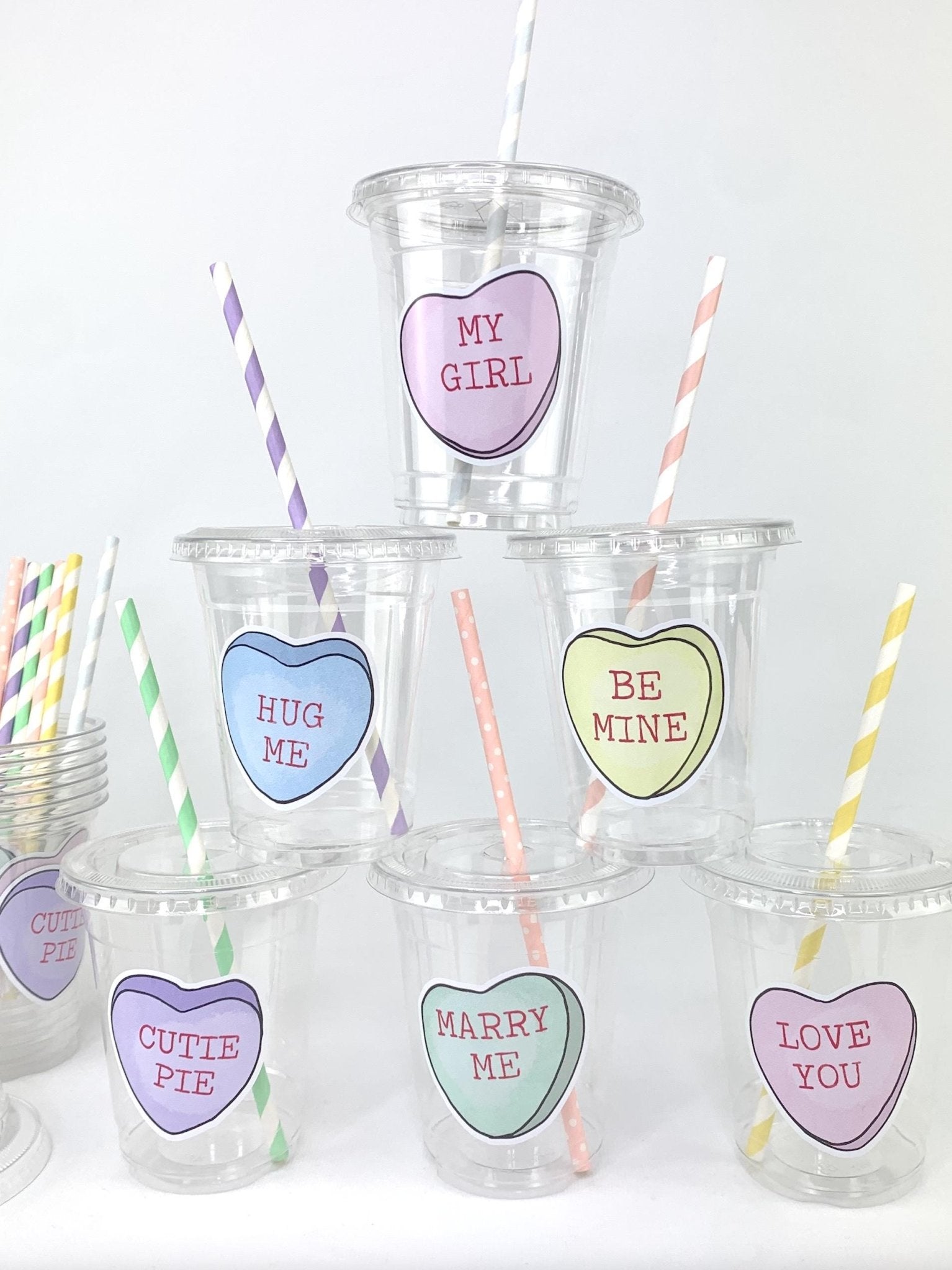 Conversation Heart Party Cups - Stesha Party